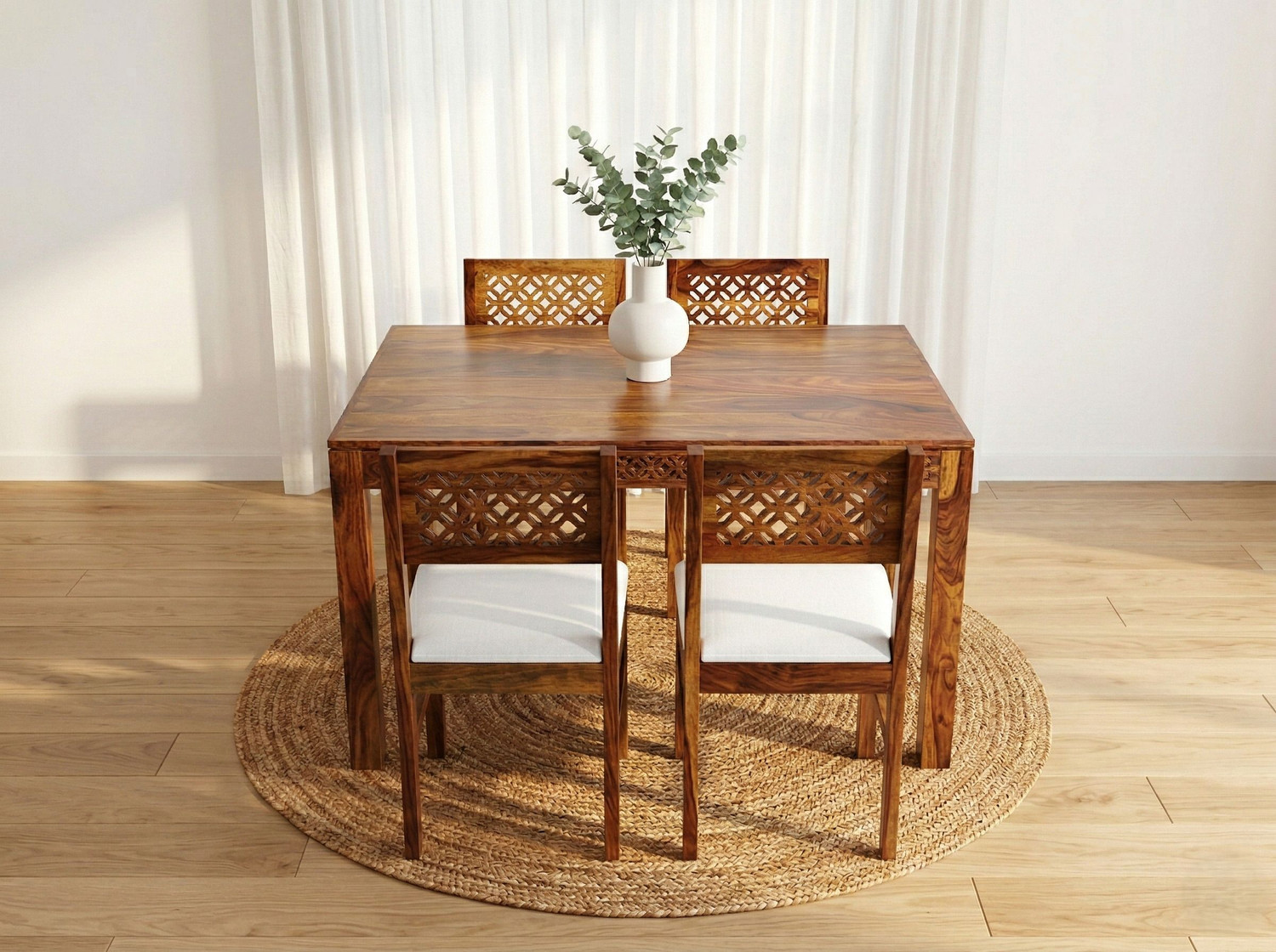 Image of Deuba Premium Quality 4 Seater Dining Set for living room Furniture Solid Wood 4 Seater Dining Set