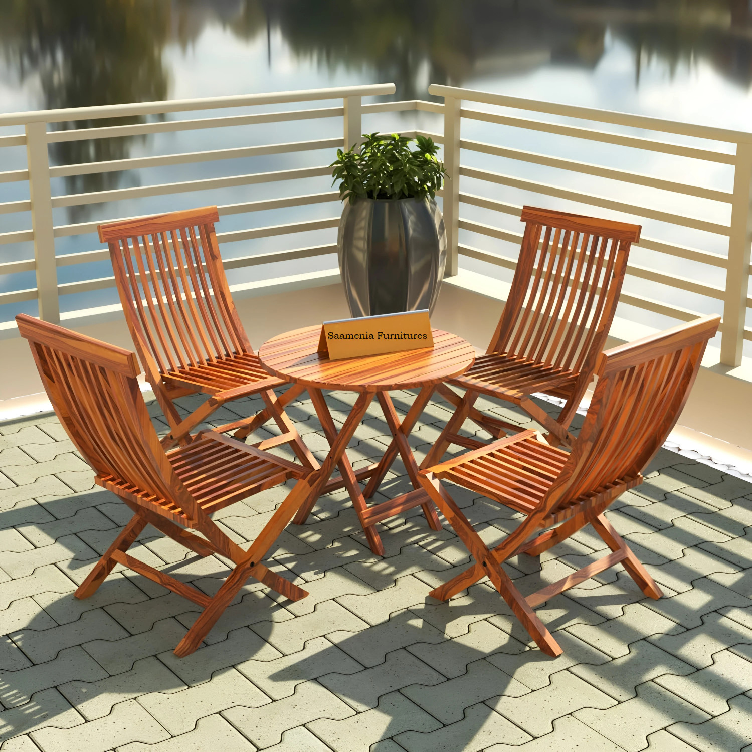 Image of saamenia furnitures Solid Sheesham Wood 4 seater Dining Set For Dining Room / Hotel / Restaurant Solid Wood 4 Seater Dining Set (Finish Color -Natural, DIY(Do-It-Yourself))
