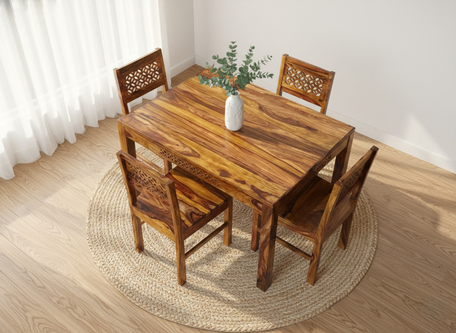 Image of Deuba Premium Quality 4 Seater Dining Set for living room Furniture Solid Wood 4 Seater Dining Set