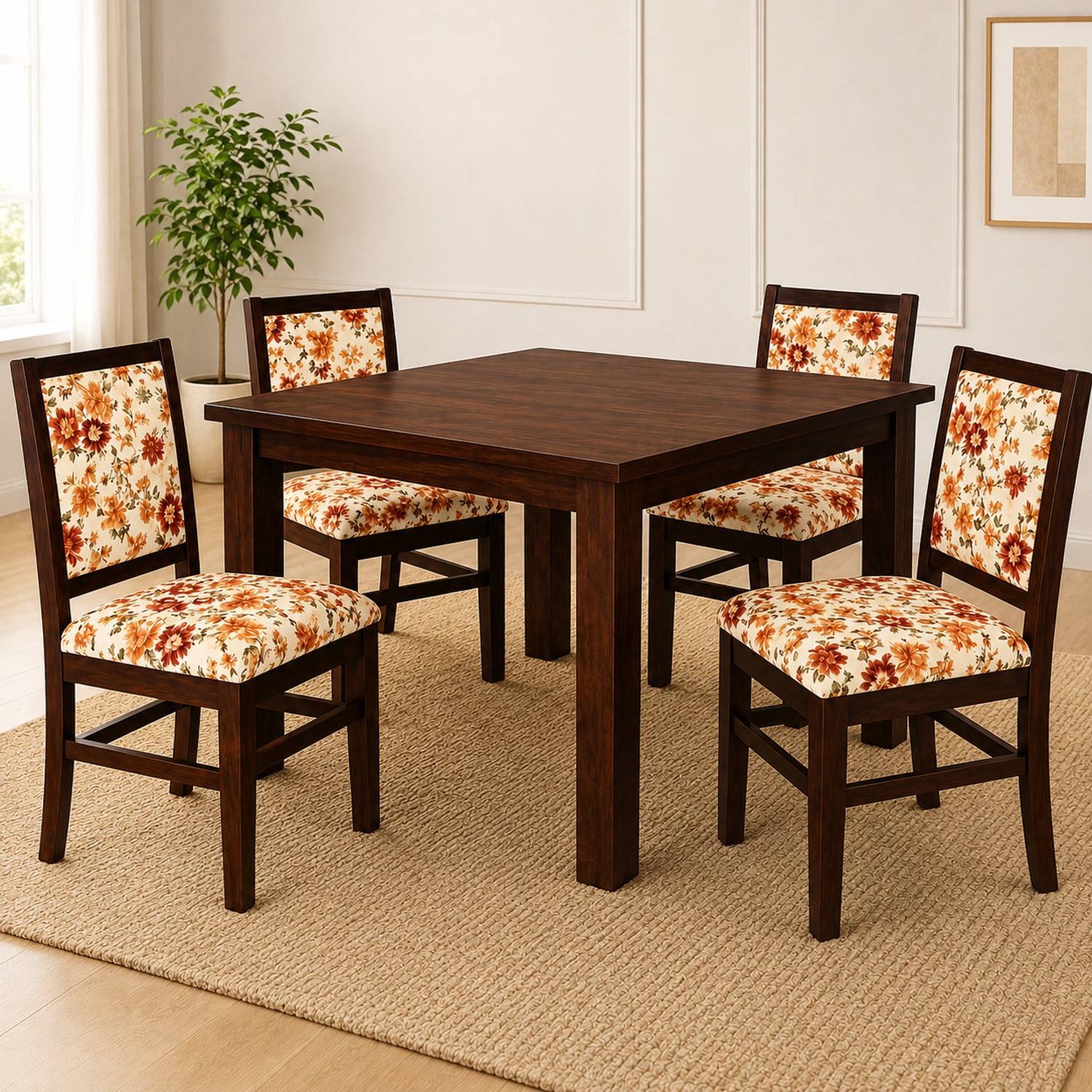 Kendalwood Furniture Premium Dining Room Furniture Wooden Dining Table with 4 Chairs Solid Wood 4 Seater Dining Set