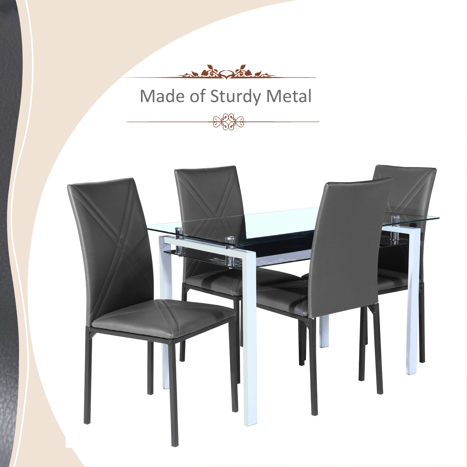 Image of Flipkart Perfect Homes Luzon Metal 4 Seater Dining Set