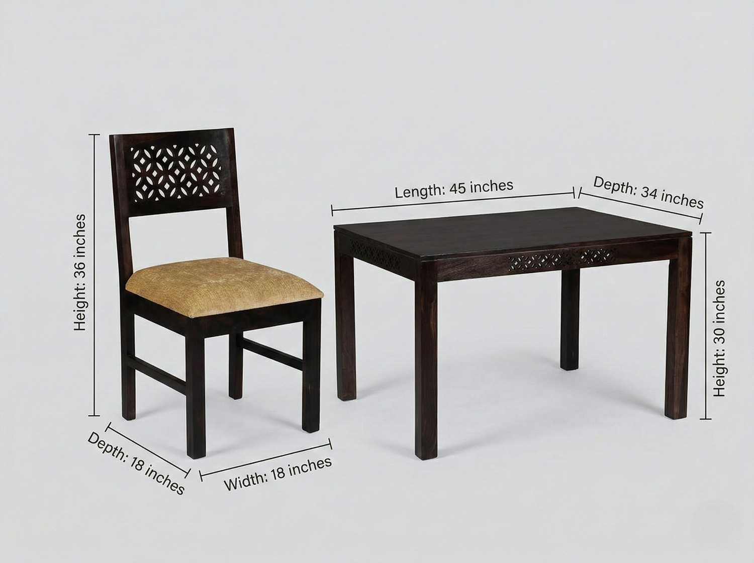 Image of Deuba Premium Quality 4 Seater Dining Table Set For Living Room Solid Wood 4 Seater Dining Set