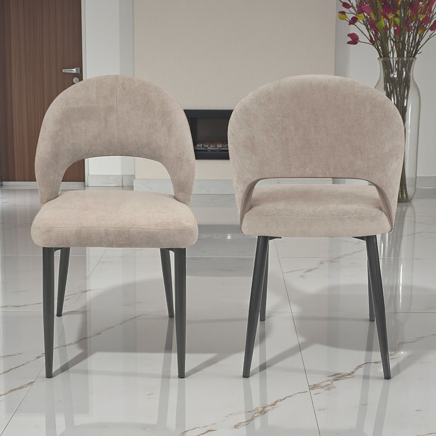 Image of THE ATTIC The Attic Neo Classic 6 Chair Dining Set,Beige ,Rose Gold & Cream,160Cms Metal 6 Seater Dining Set