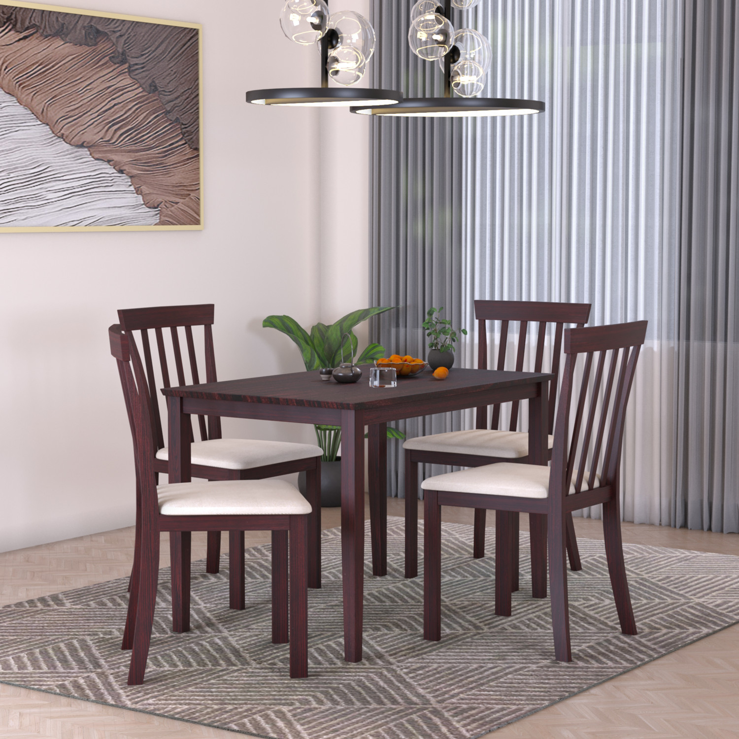 Image of Flipkart Perfect Homes Houston Solid Wood 4 Seater Dining Set