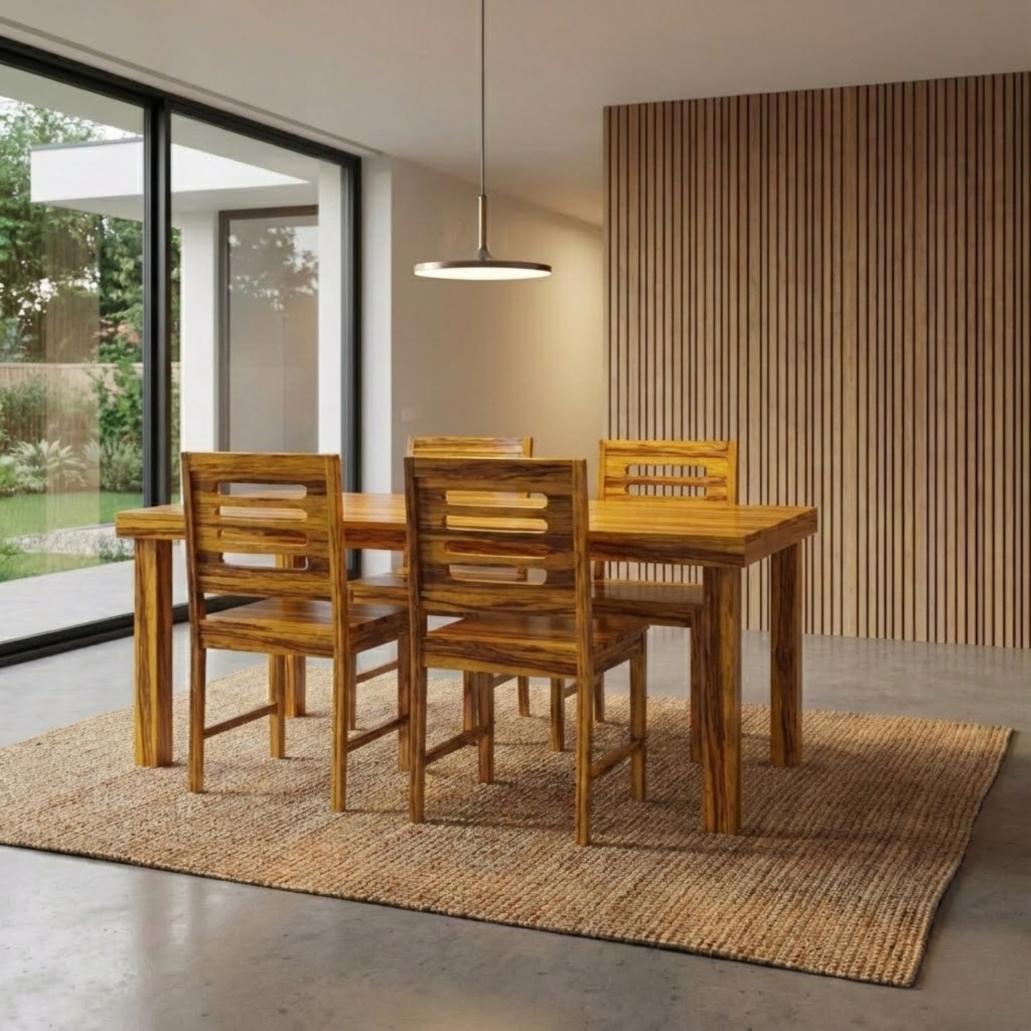 Image of WAKESURE Sheesham (Rosewood) Solid Wood 4 Seater Dining Set