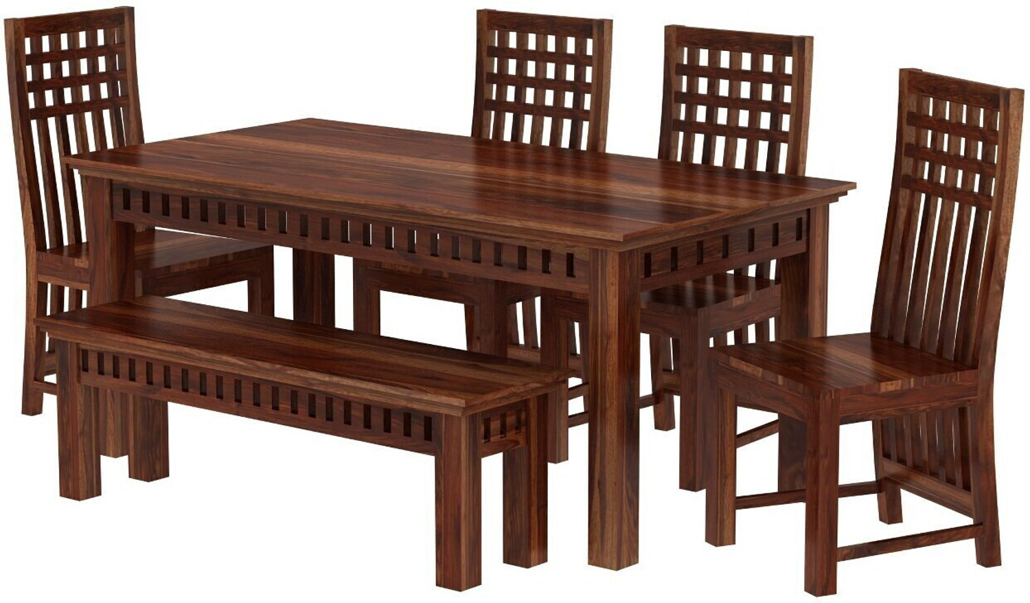 Image of WOODENJOY Sheesham Wood 6-Seater Dining Set with Table and Chairs for Dining room /Home Solid Wood 6 Seater Dining Set
