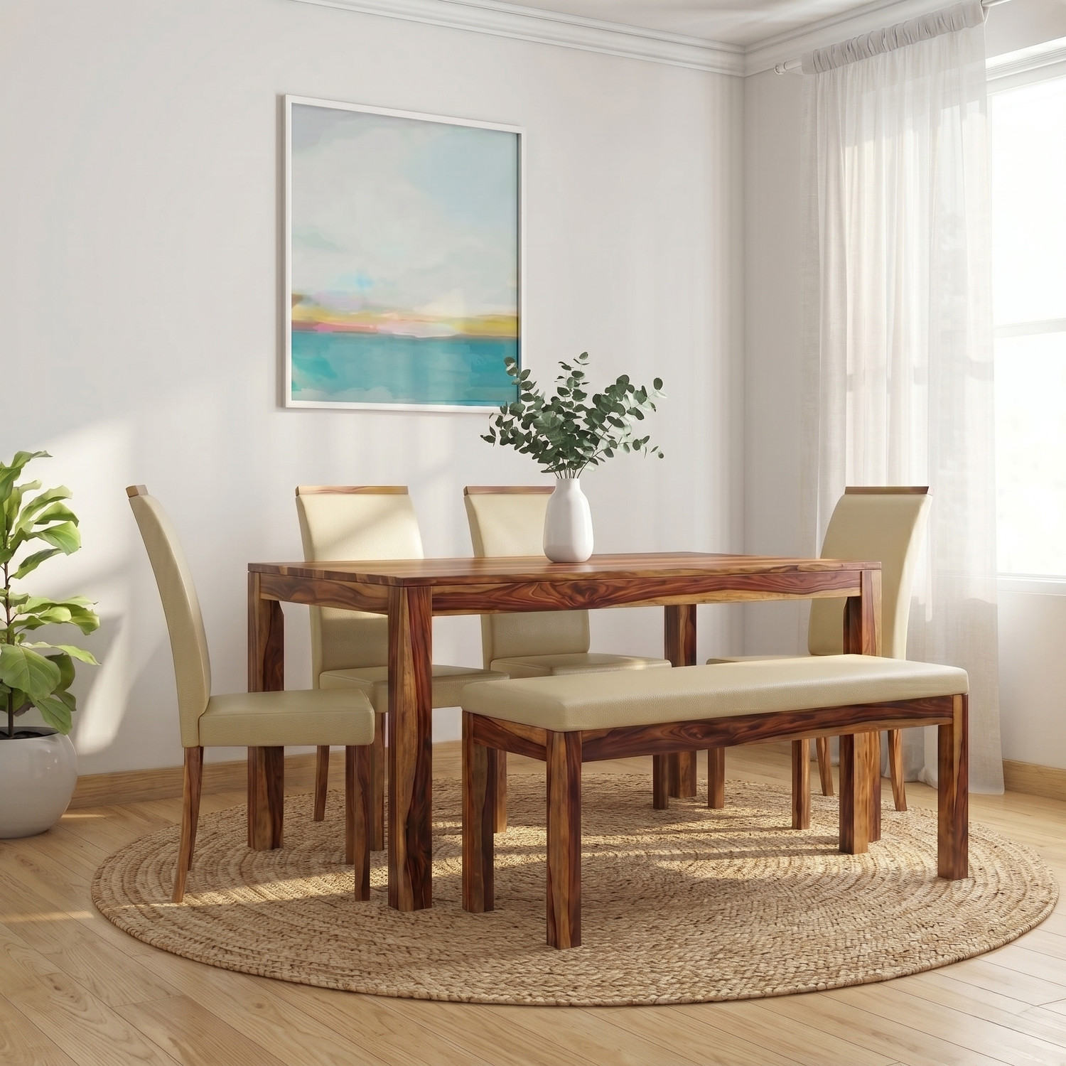 Image of Flipkart Perfect Homes Sheesham wood Solid Wood 6 Seater Dining Set