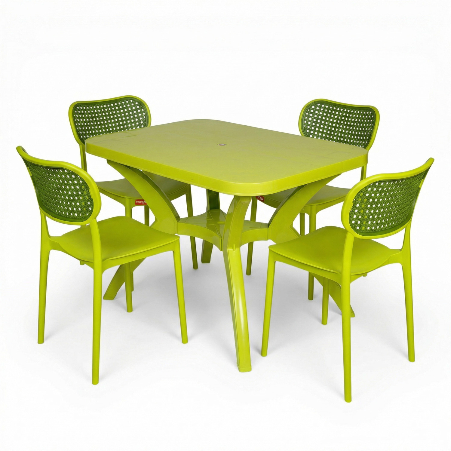 Image of TrendyLivings 4 Seater Dining Table Set for Home Garden Cafeteria Restaurant Plastic 4 Seater Dining Set