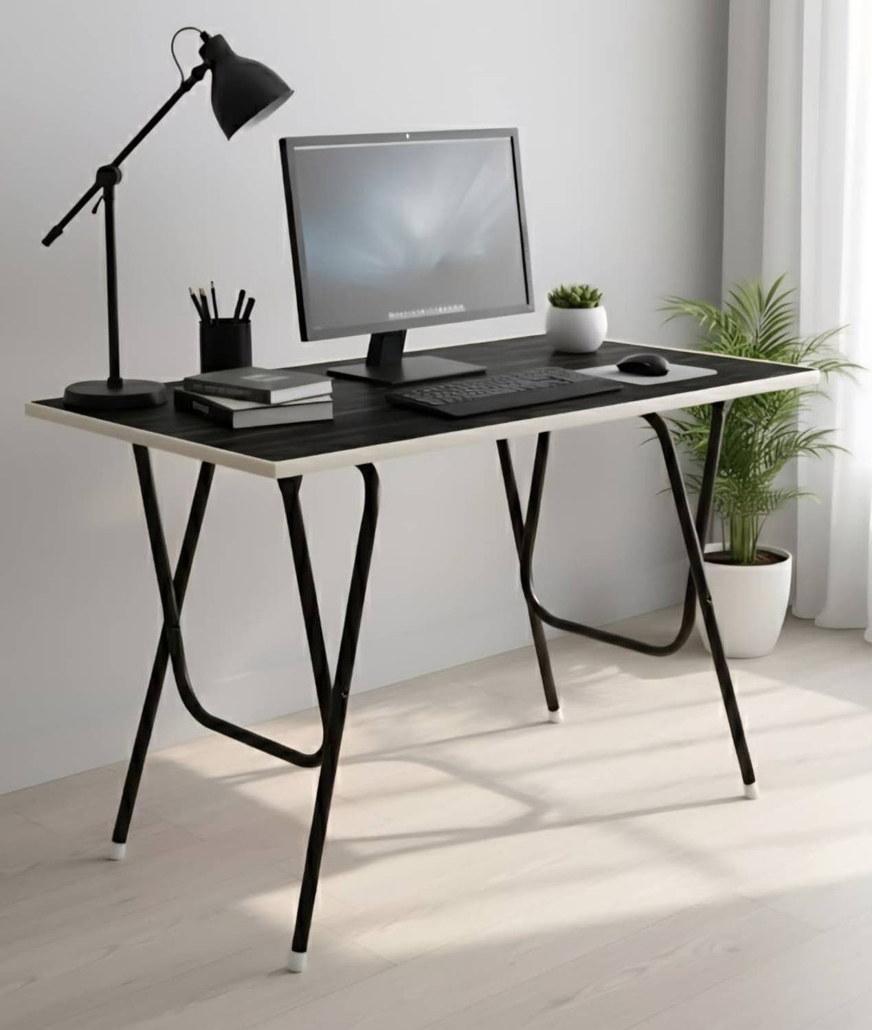 EuroQon Easy Fold Space Saver Foldable Engineered Wood Study Tabl