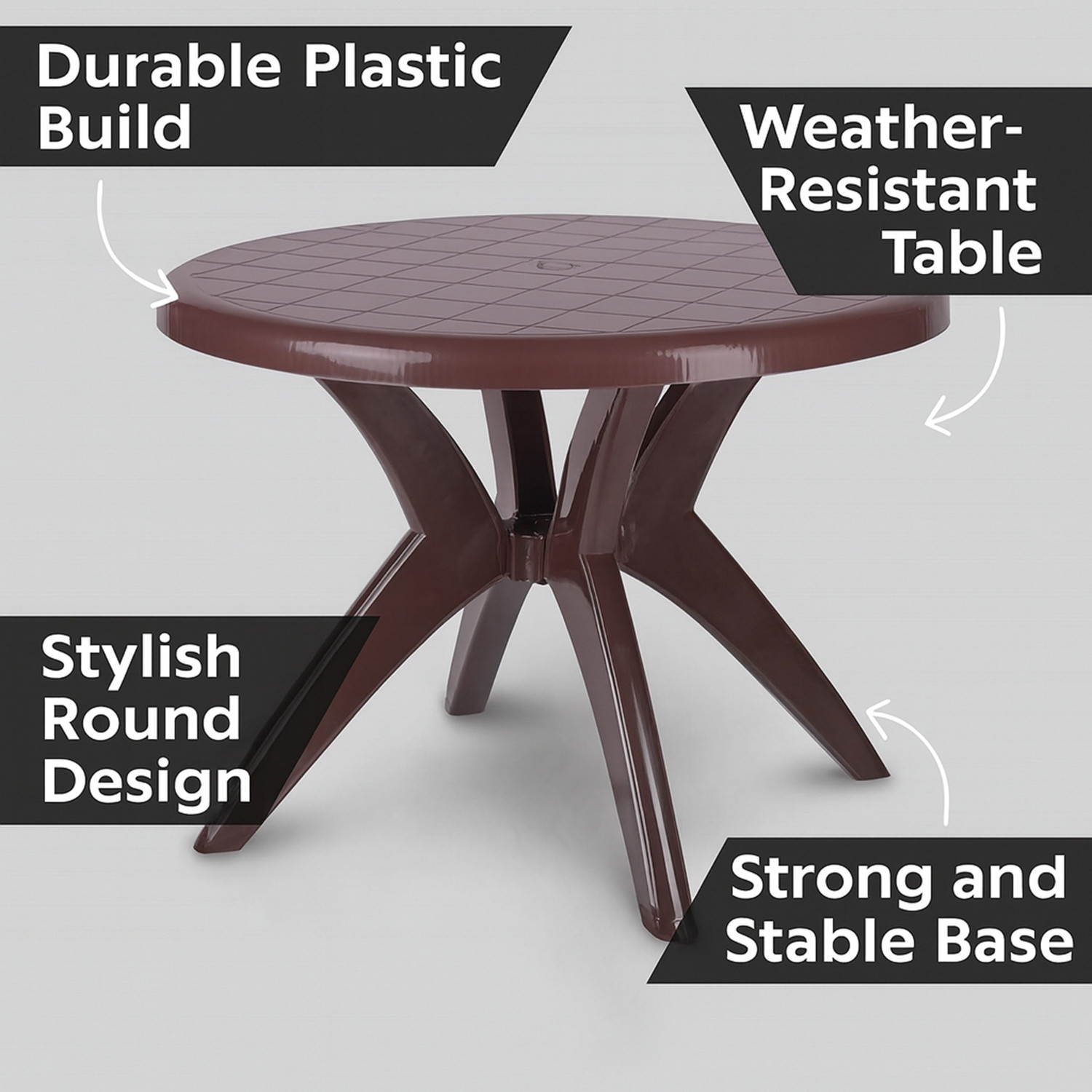 Image of HOMIBOSS plastic round table for office, kitchen, study, garden Plastic 4 Seater Dining Table