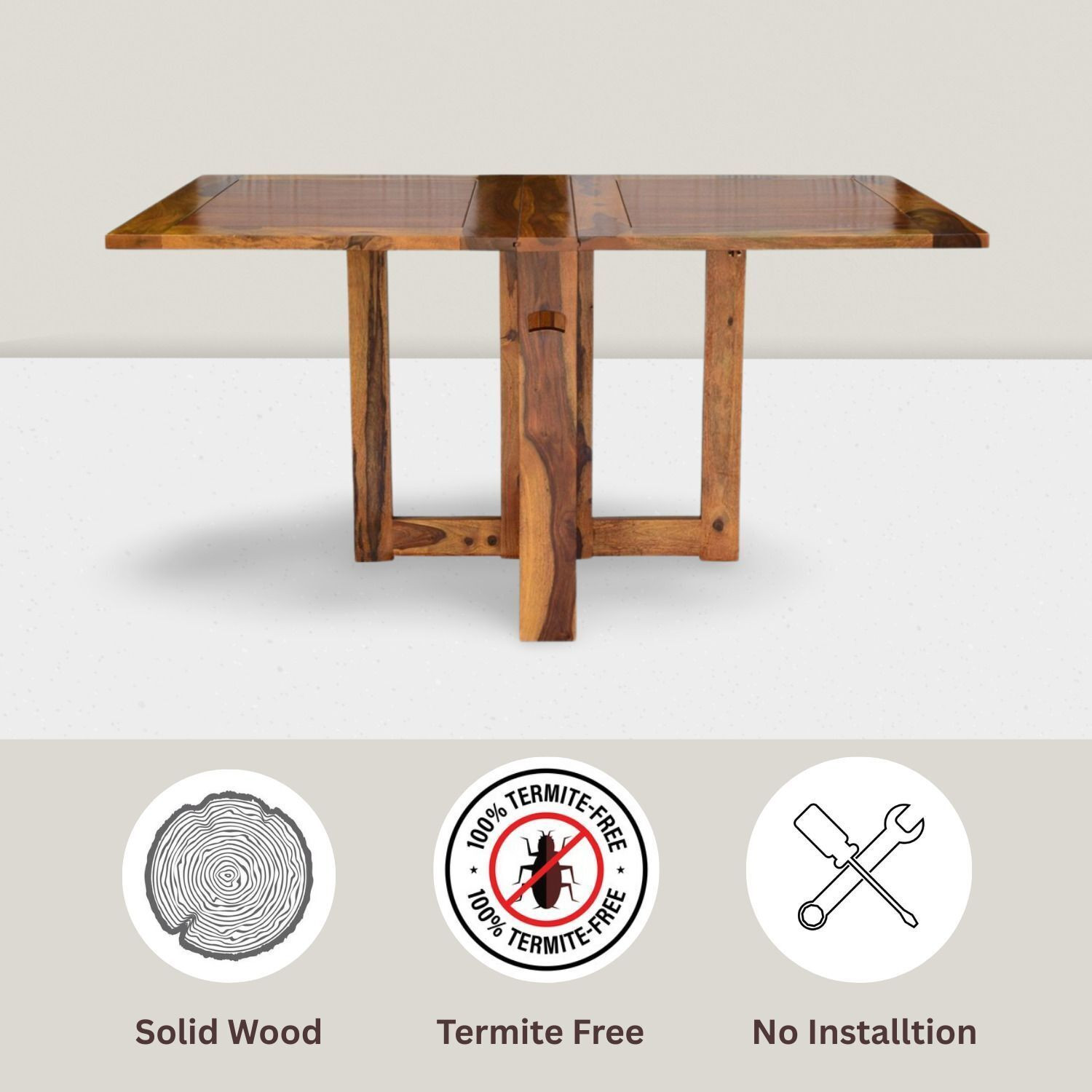 Image of Angel Furniture Foldable Solid Wood 6 Seater Dining Table