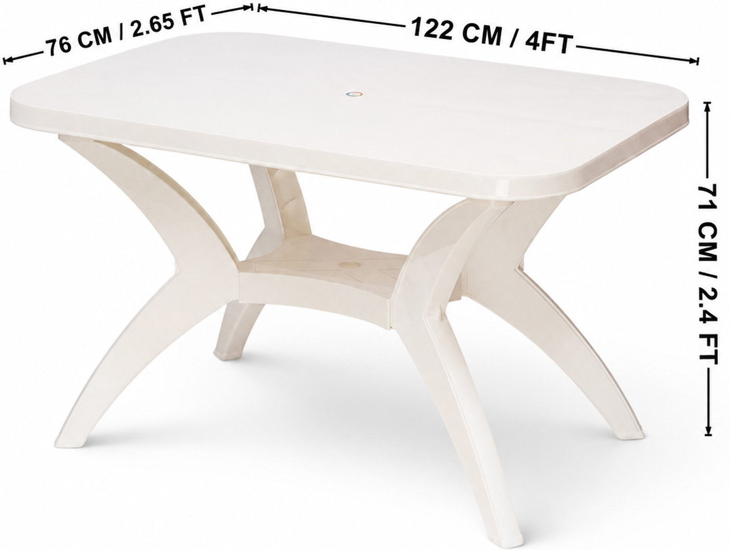 Image of TrendyLivings Strong and Durable 4 Seater Dining Table Set for Home Garden Cafeteria Plastic 4 Seater Dining Set
