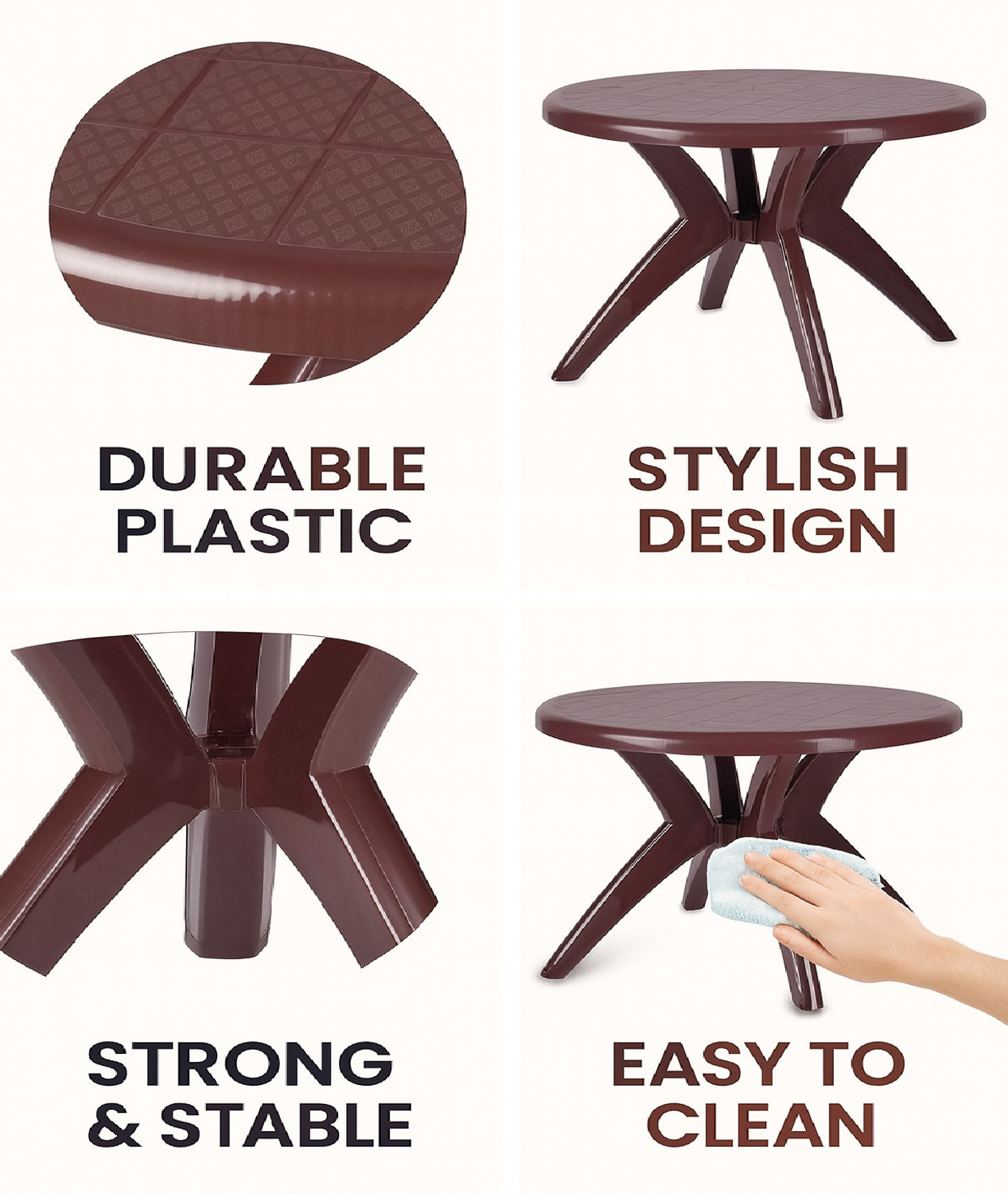 Image of HOMIBOSS plastic round table for office, kitchen, study, garden Plastic 4 Seater Dining Table