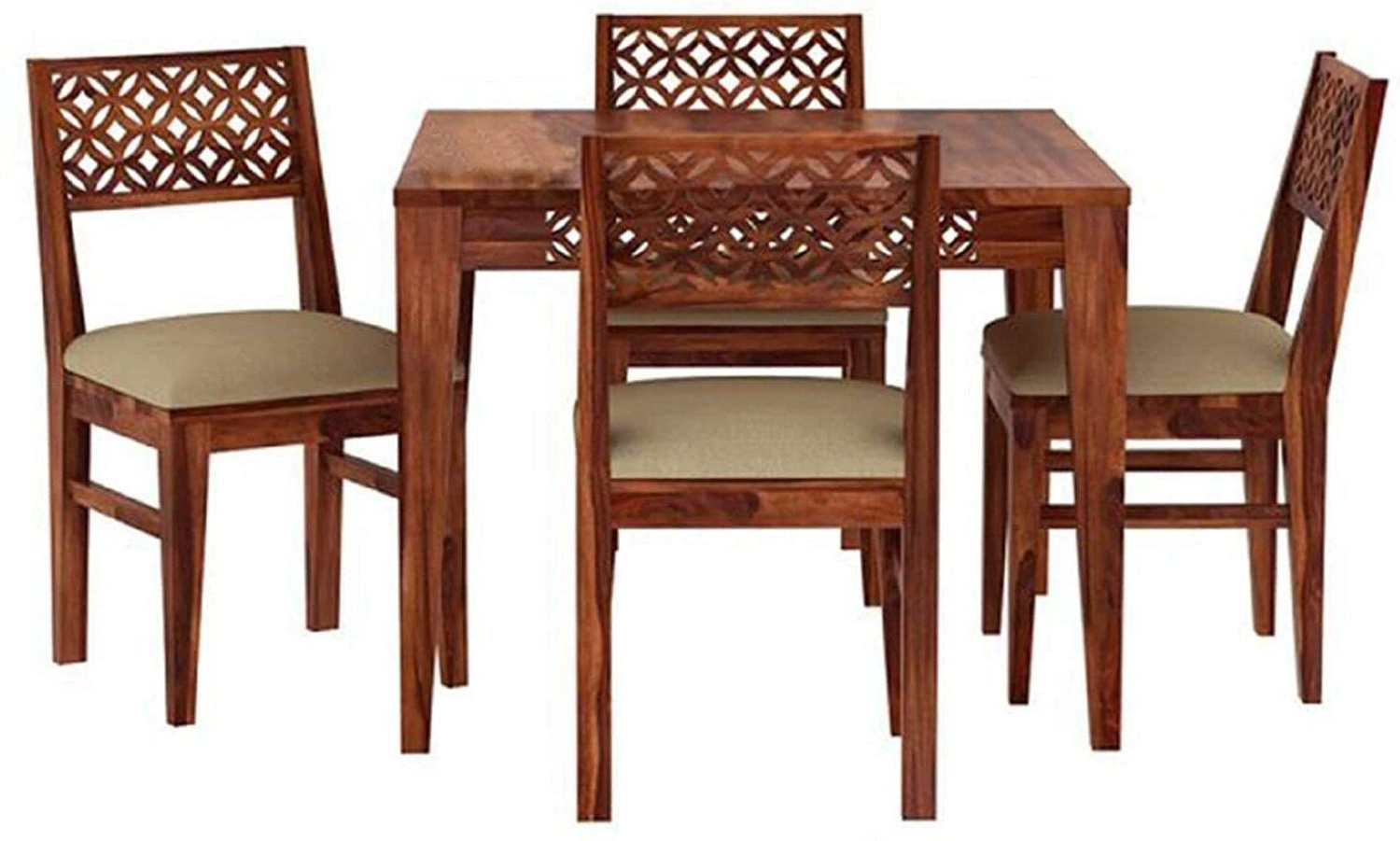 Image of JHDECOR Solid Wood Dining Set|Dining Table Chair Set|4 Seater Dining Set|Table Chair Set Solid Wood 4 Seater Dining Table