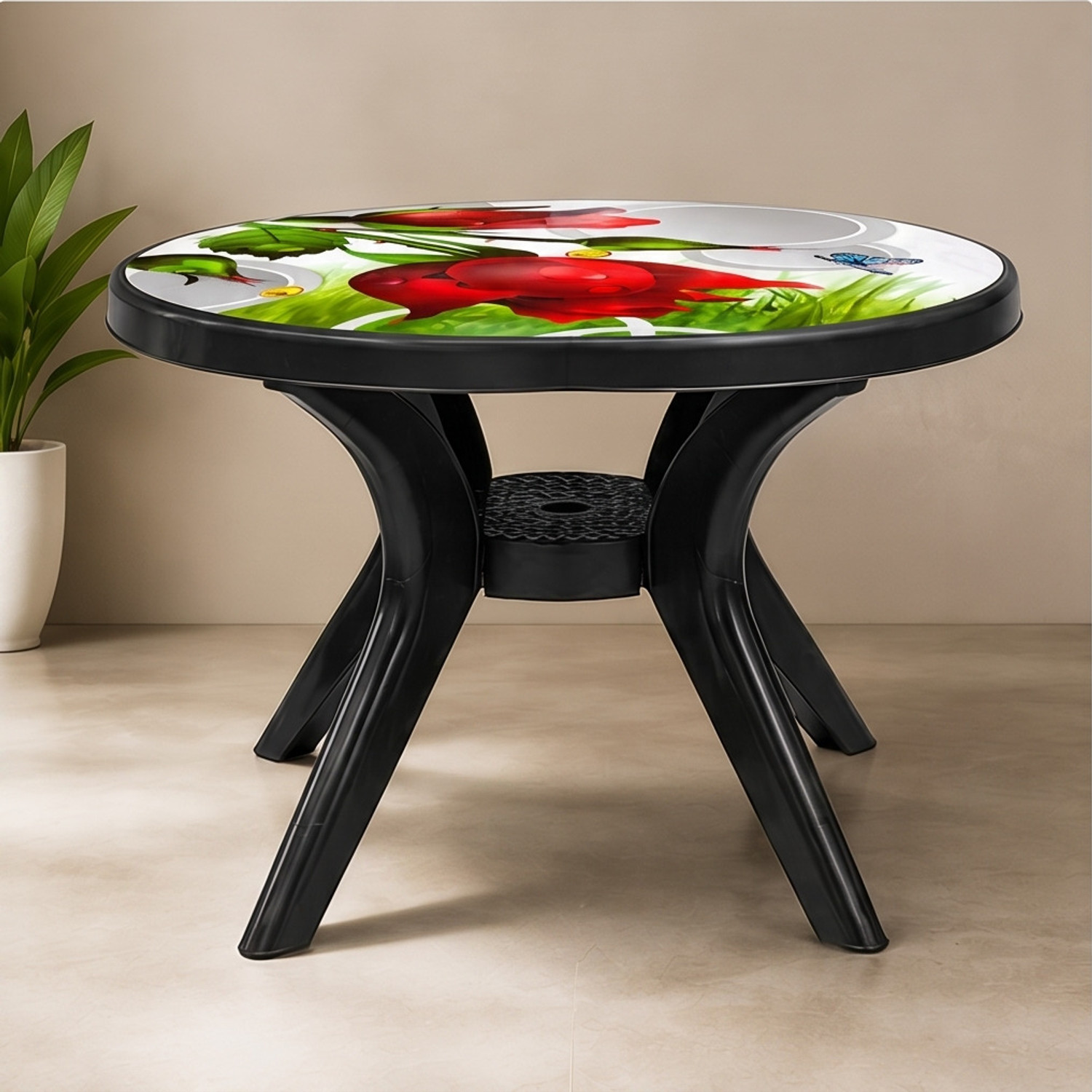Image of KARNI ENTERPRISE RT-ROSE-BLK-01 Plastic 4 Seater Dining Table