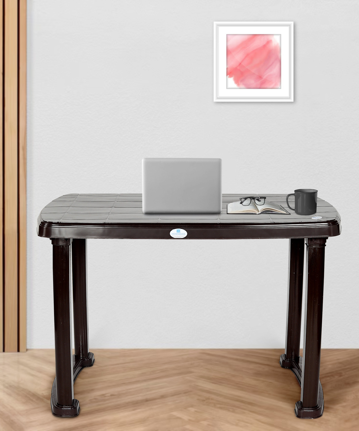 Image of HOMIBOSS Plastic foldable Table for dinner, lunch, computer, study ( color - Brown ) Plastic Outdoor Table (Finish Color - BROWN, DIY(Do-It-Yourself))