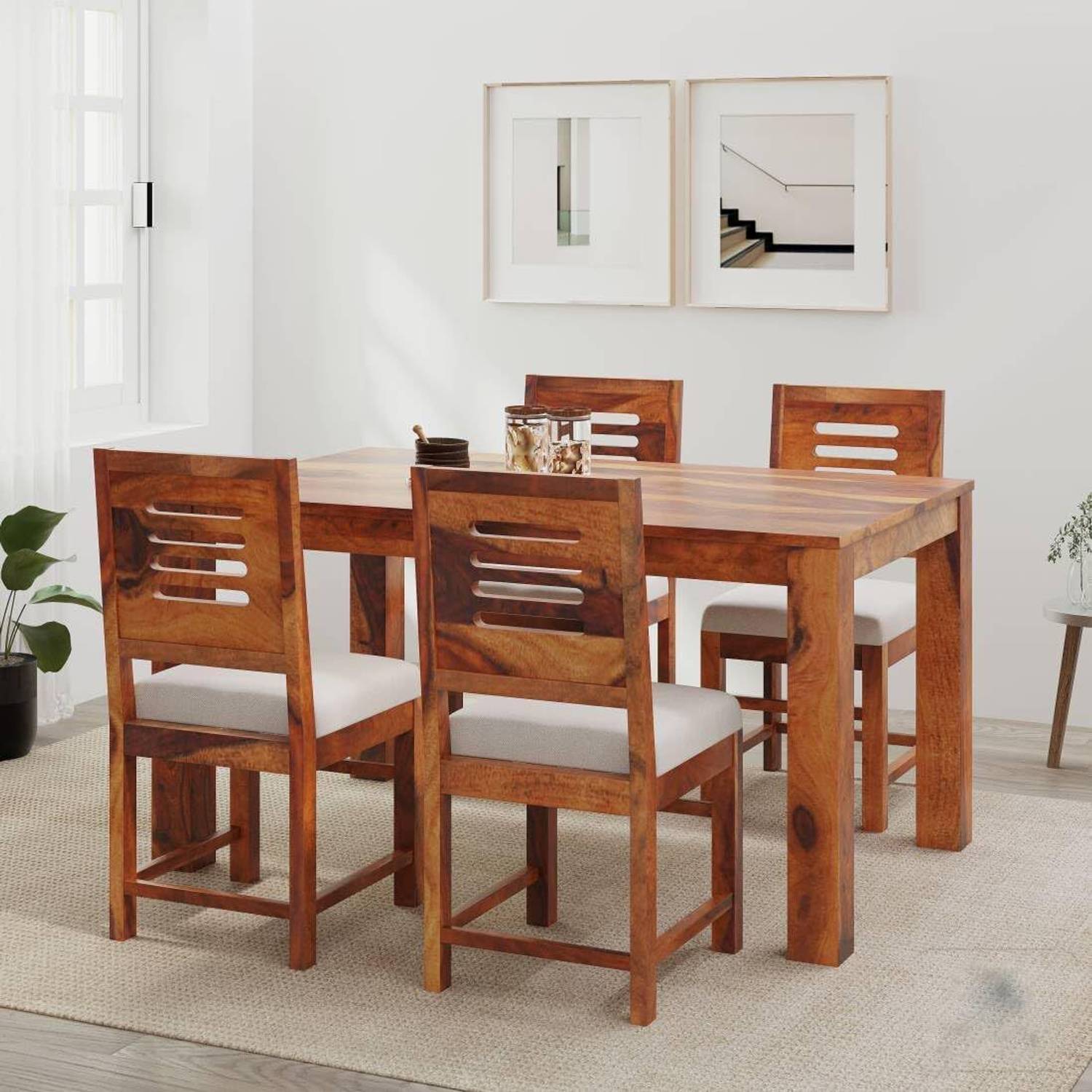 Worldwood Solid Wood 4 Seater Dining Set