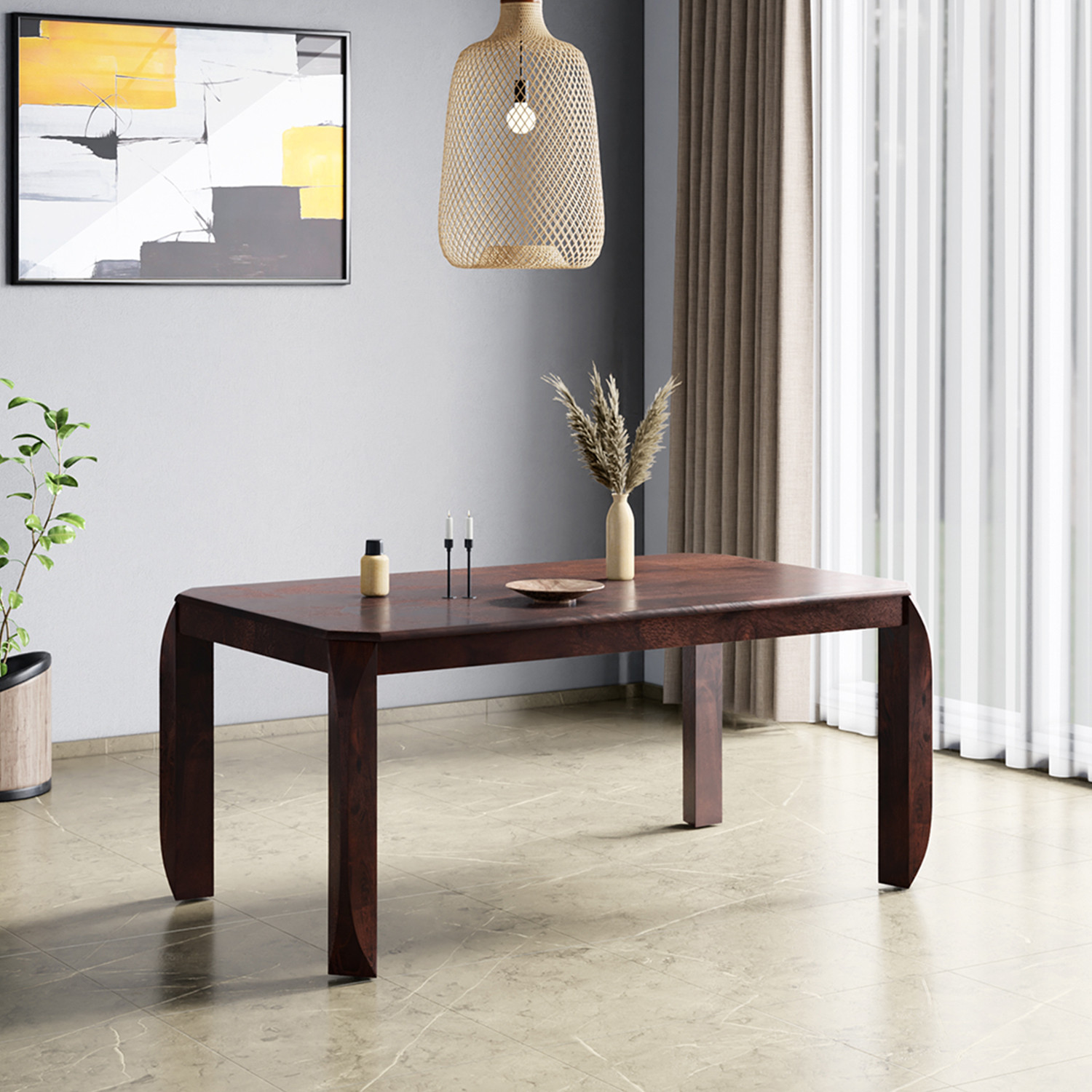 Image of Interio by Godrej Premio Solid Wood 6 Seater Dining Table