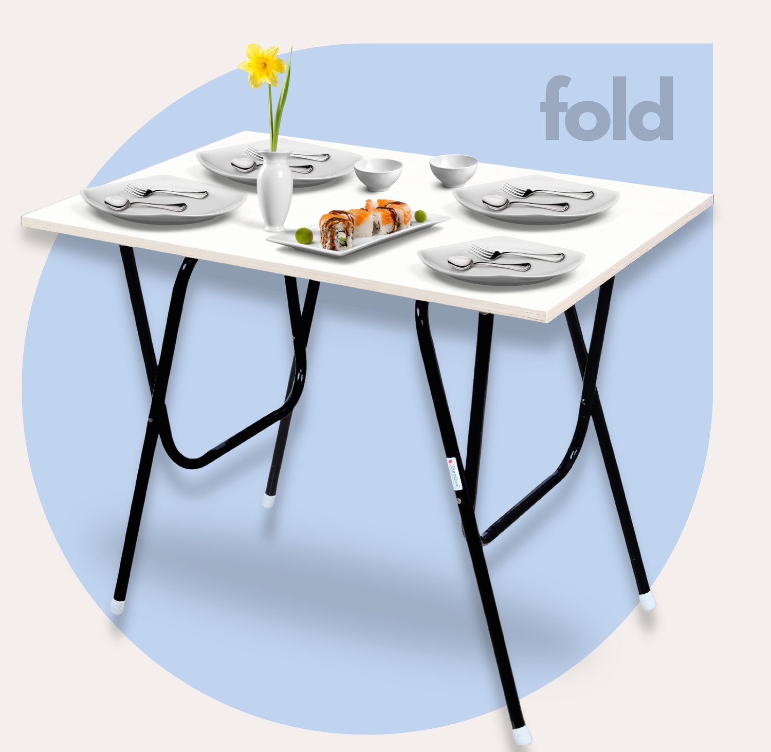 Image of EuroQon Space Saver Foldable Imported Wood Engineered Wood 4 Seater Dining Table