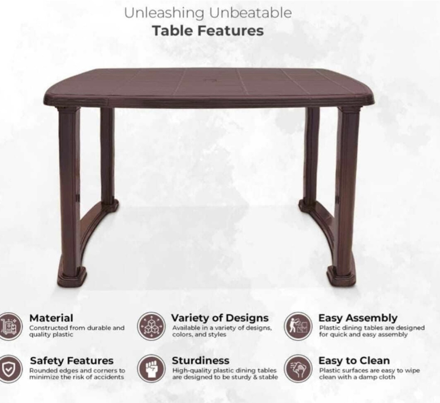 Image of Heritageman Contemporary Wood Accent Collection Plastic 4 Seater Dining Table