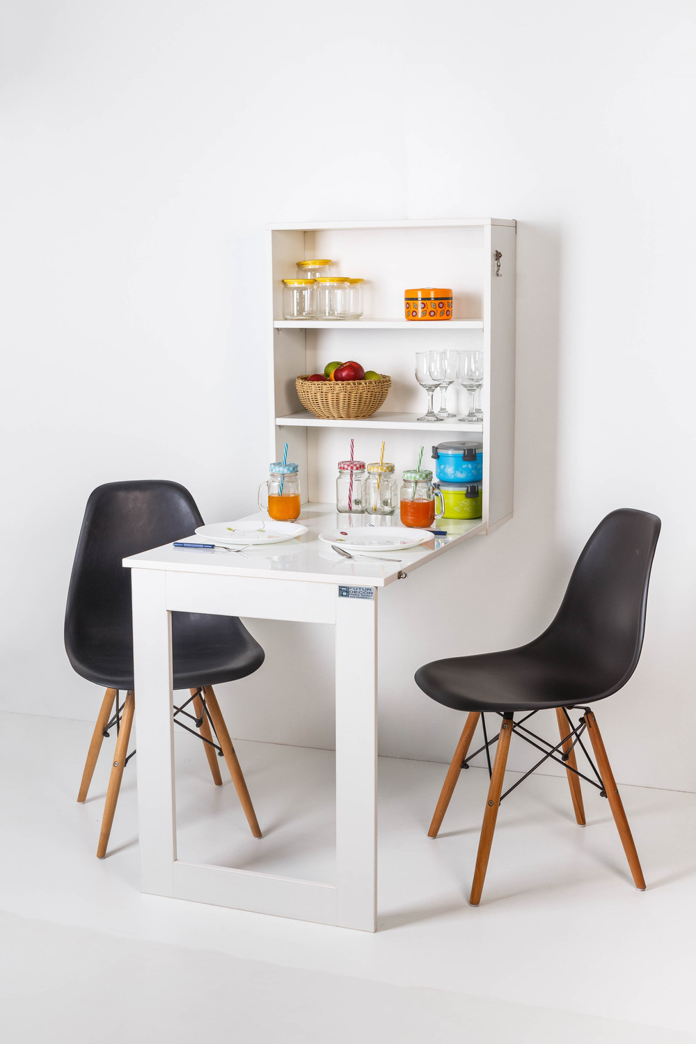 Image of Invisible Bed Wall mounted foldable Solid Wood 2 Seater Dining Table