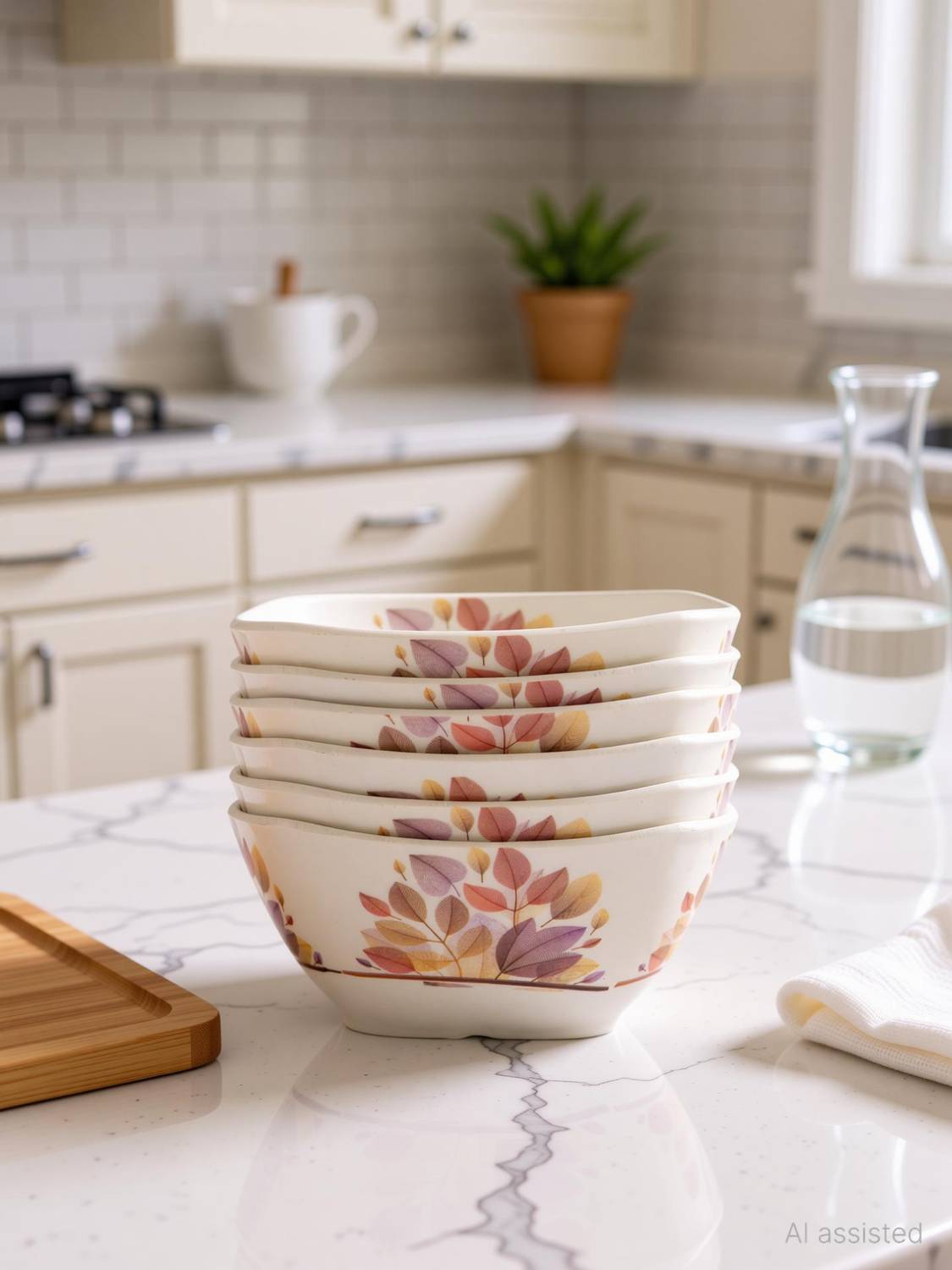 BATANIYA Melamine Serving Bowl Brown Leaves Designer