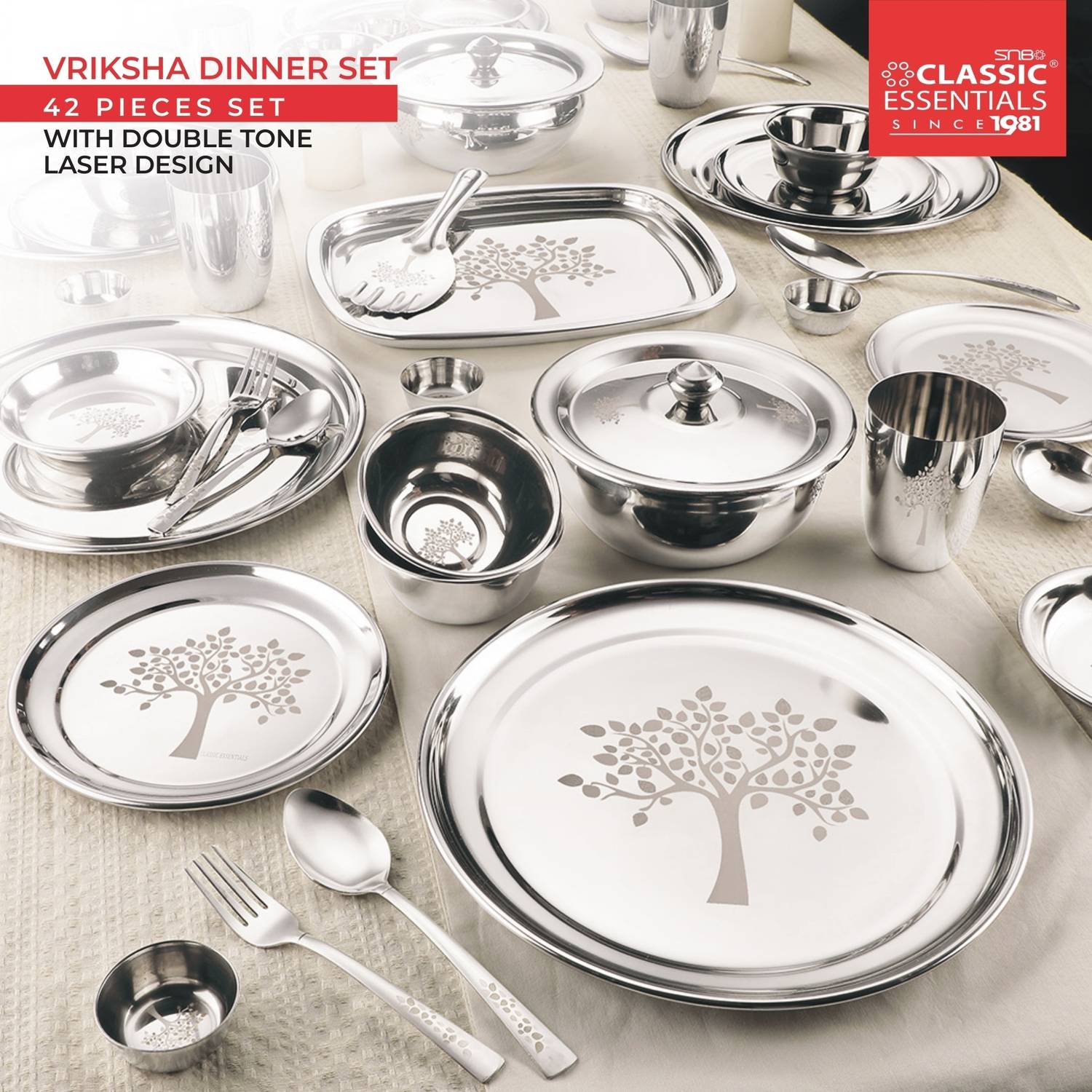 Classic Essentials 42-Piece Stainless Steel Dinner Set Pack of 42 - Image 5