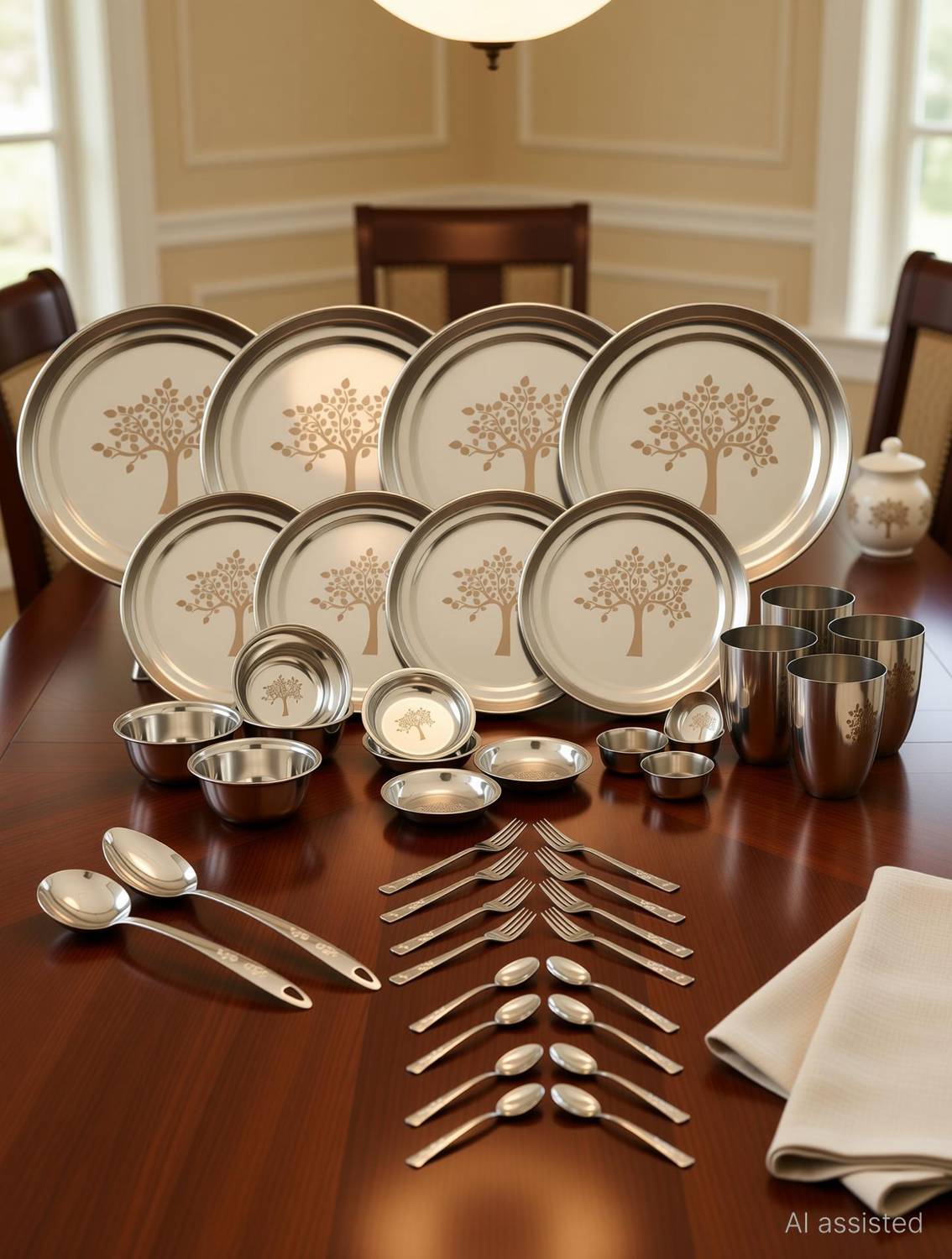 Classic Essentials 42-Piece Stainless Steel Dinner Set Pack of 42