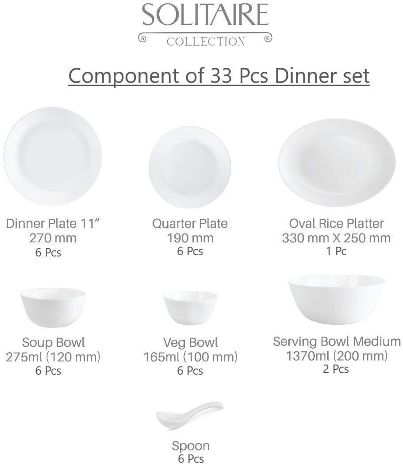 Image of cello Pack of 33 Opalware Solitaire Series Verde 33 pcs Dinner Set