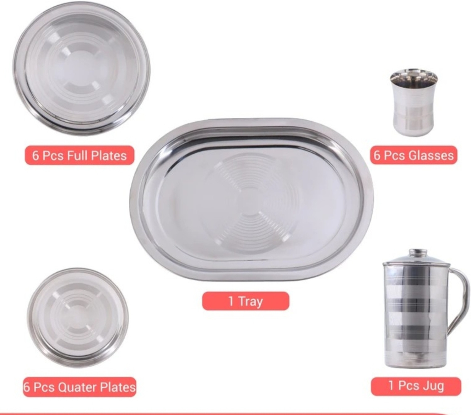 Image of Flipkart SmartBuy Pack of 58 Stainless Steel Flipkart smartBuy Dinner Set