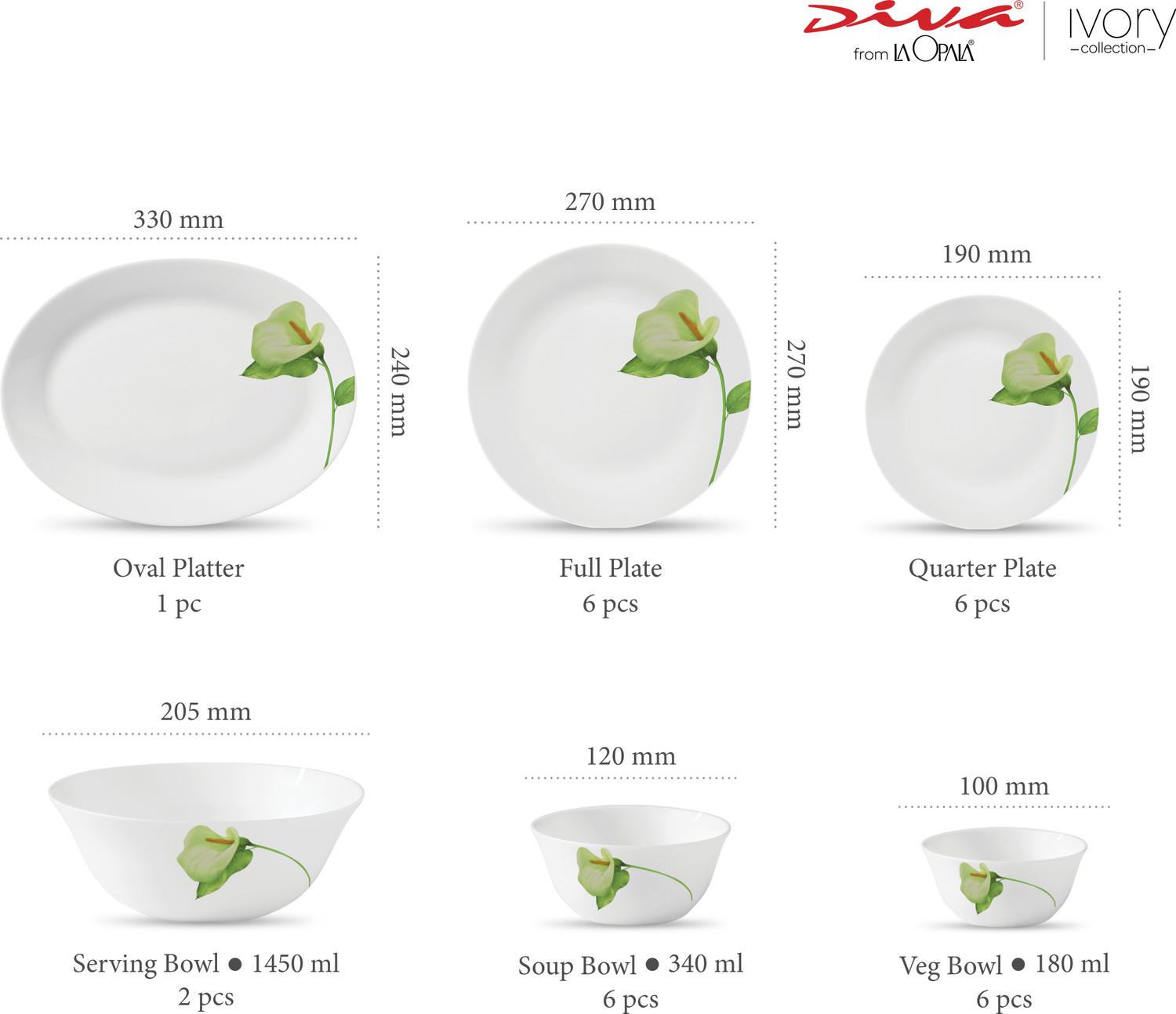 Image of LAOPALA by Ivory Blush Pack of 27 Opalware Ivory Blush Dinner Set