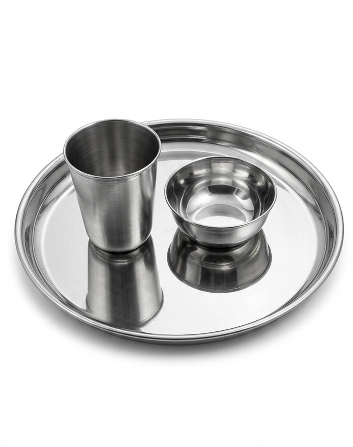 Image of KrishiP Pack of 3 Stainless Steel KrishiP SS Combo 3 Dinner Set