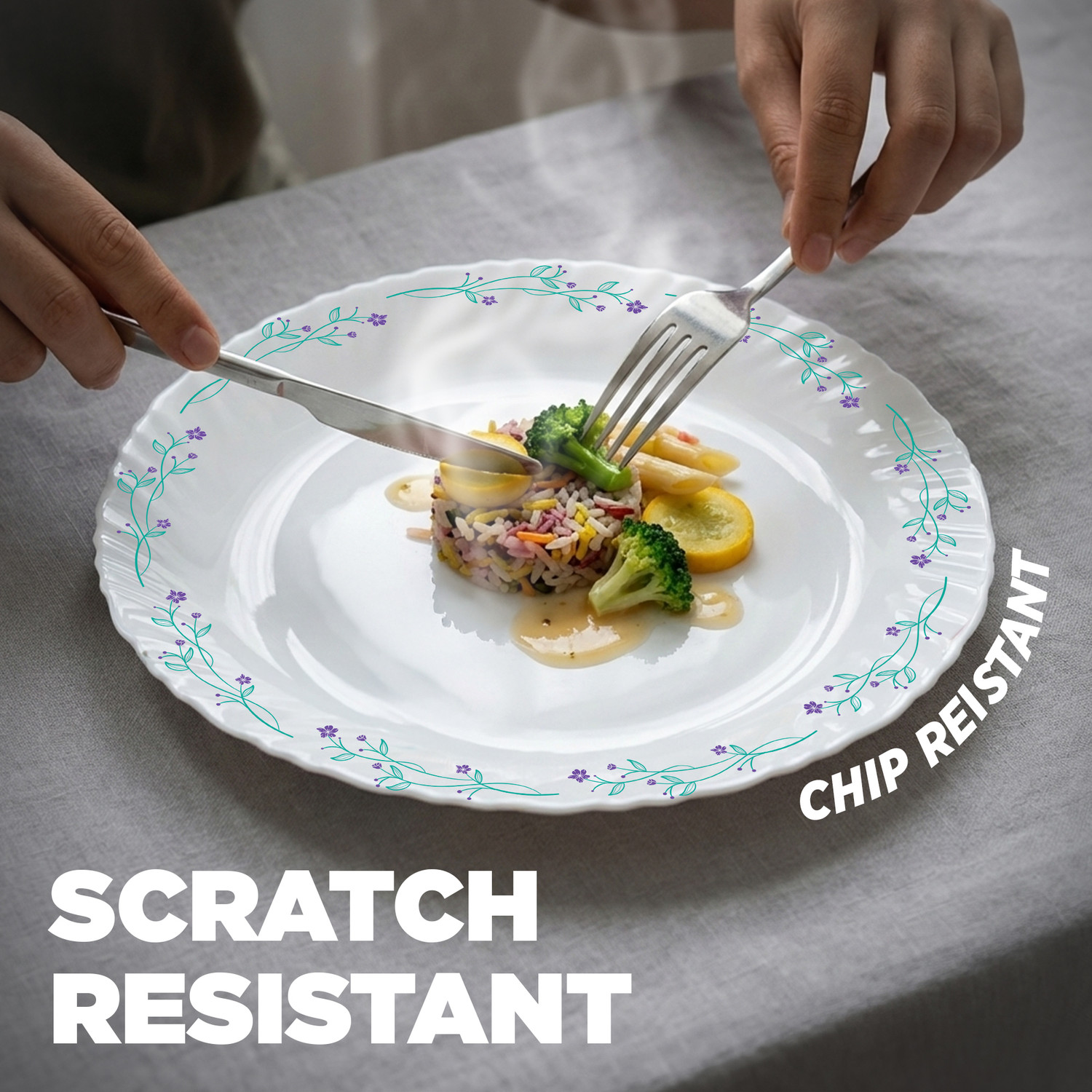 Image of TREO Pack of 21 Opalware Neuma Murel Dinner Set | Serving for 6 | Dishwasher Safe, for Dining & Gifting Dinner Set