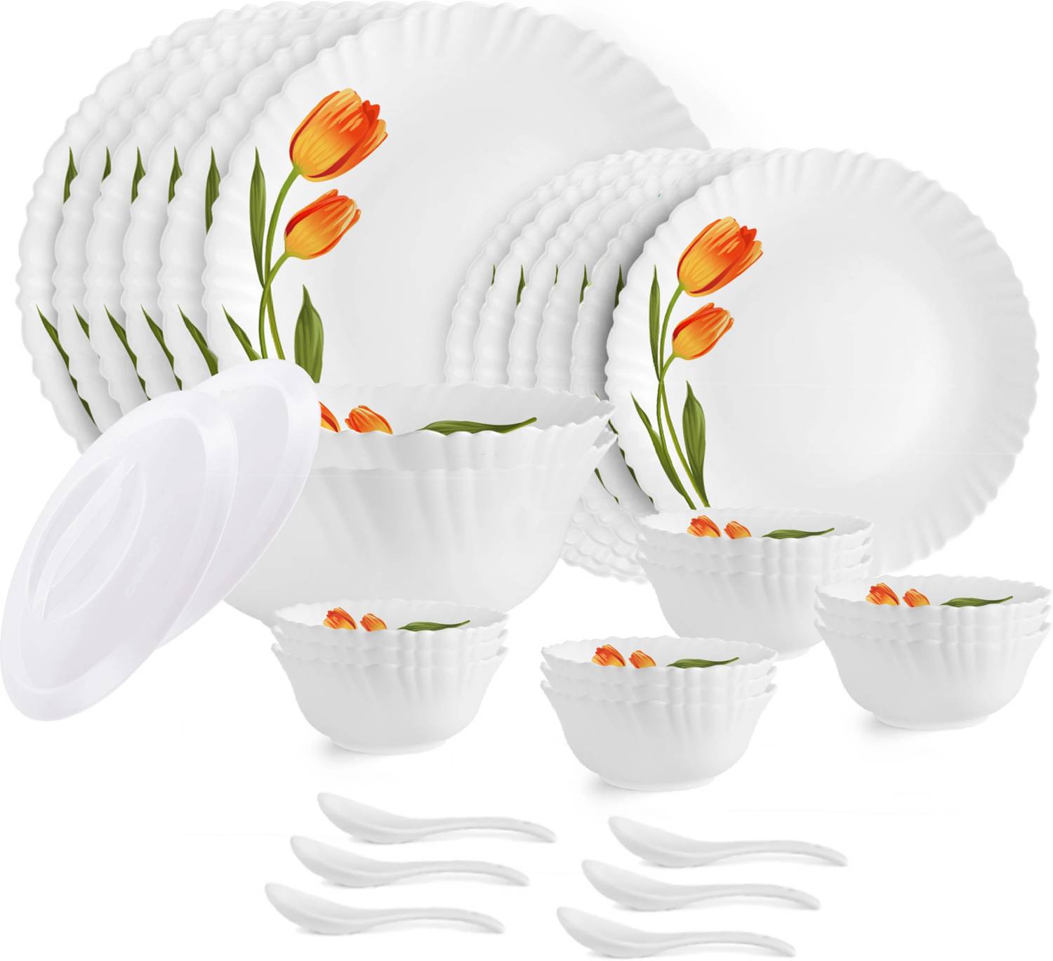 Cello Pack of 34 Opalware Dazzle Spring Tulip | Light Weight | Ex...mo