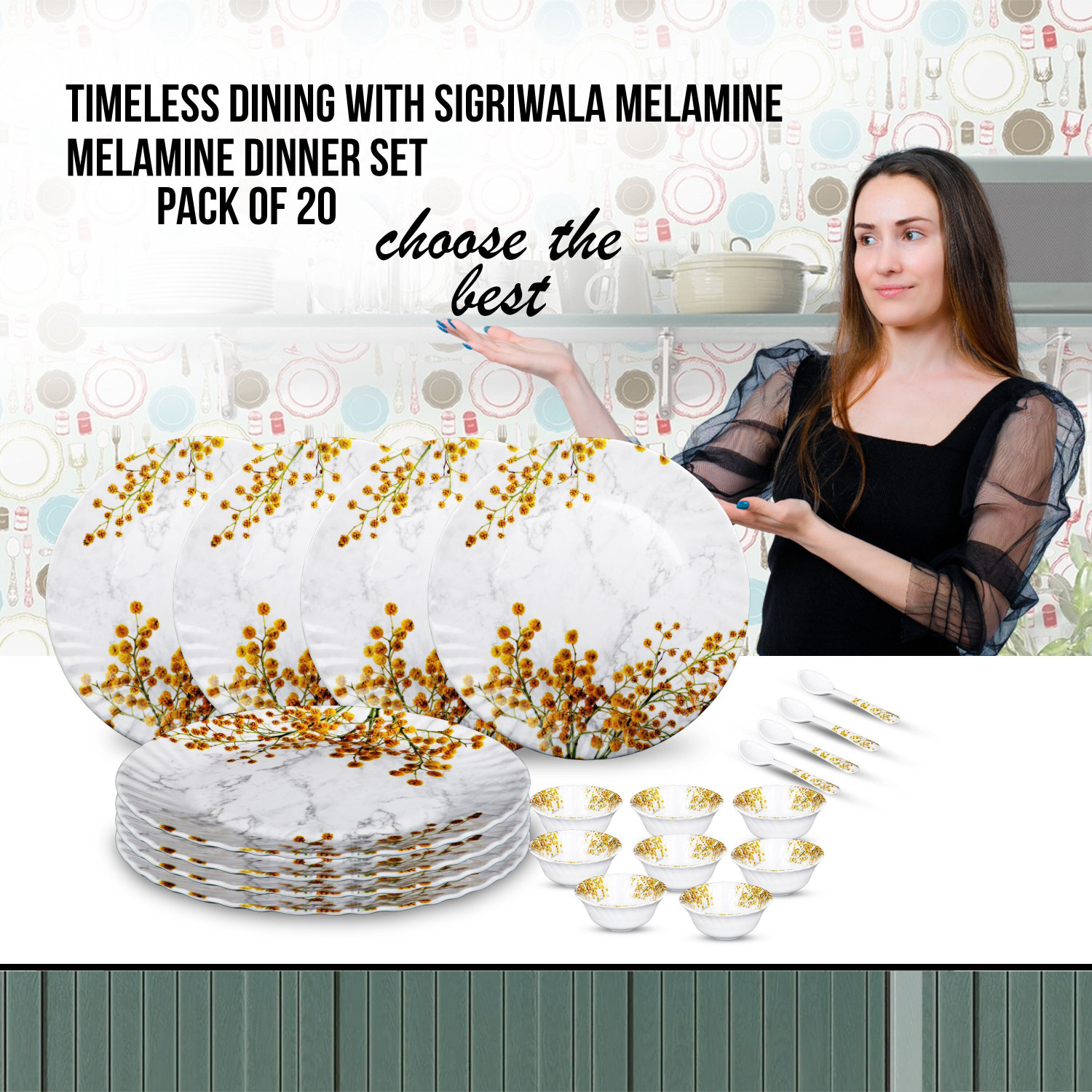 Image of Sigri-wala Pack of 20 Melamin Dinner Set
