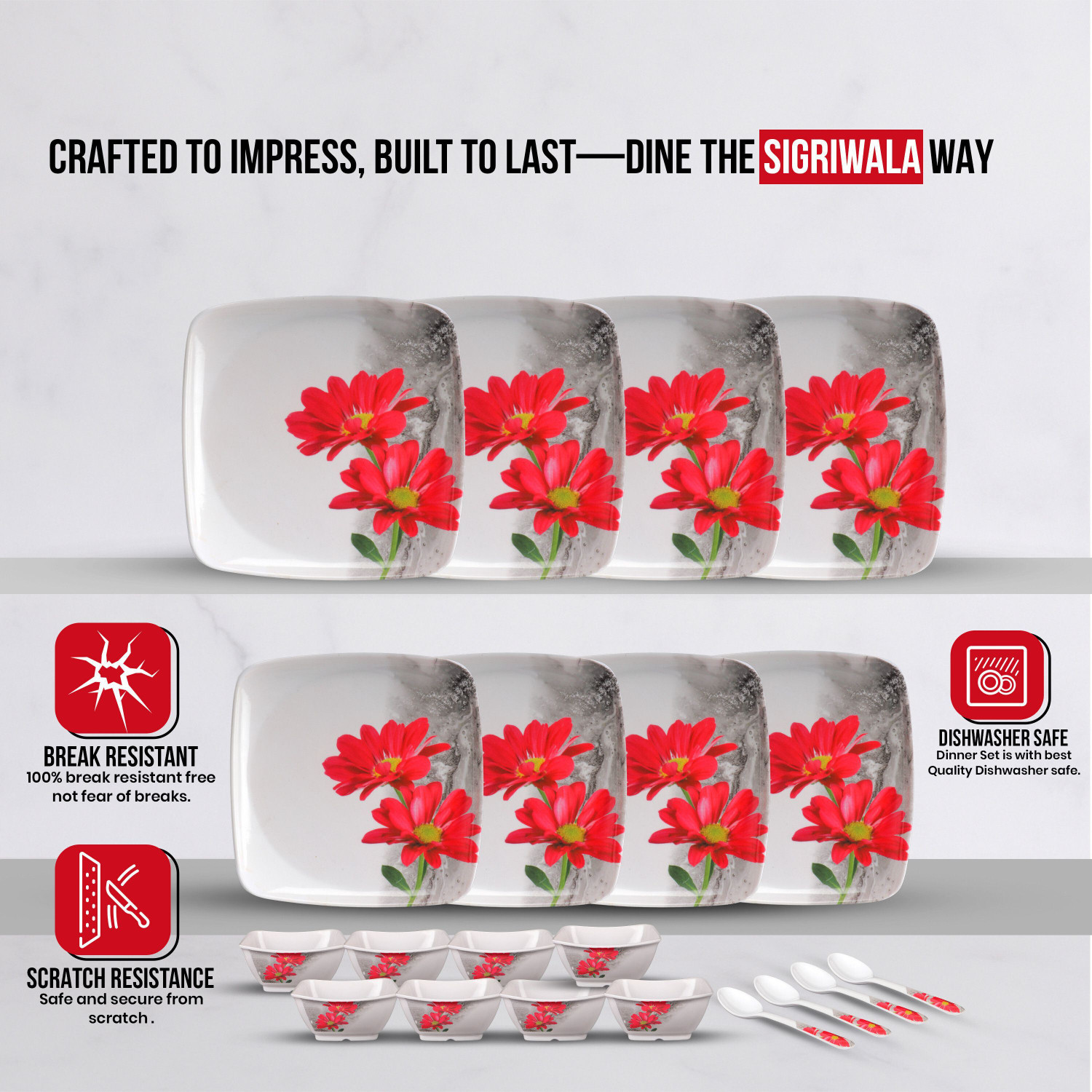 Image of Sigri-wala Pack of 20 Melamin Dinner Set