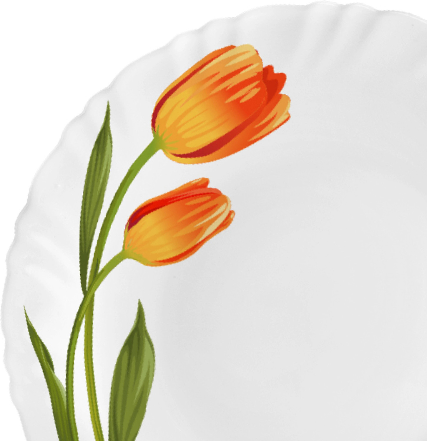 Image of cello Pack of 47 Opalware Dazzle Series Spring Tulip Crockery Set |Dishwasher Safe |Light-Weight Dinner Set (White, Microwave Safe)