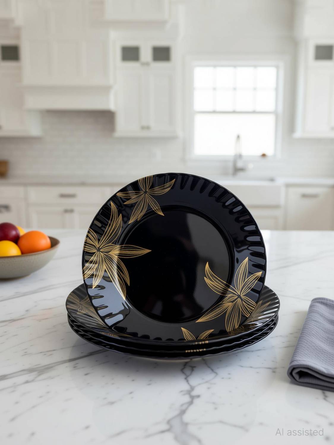 Radhe 84-Piece Melamine Dinner Set Black Pack of 84 - Image 1