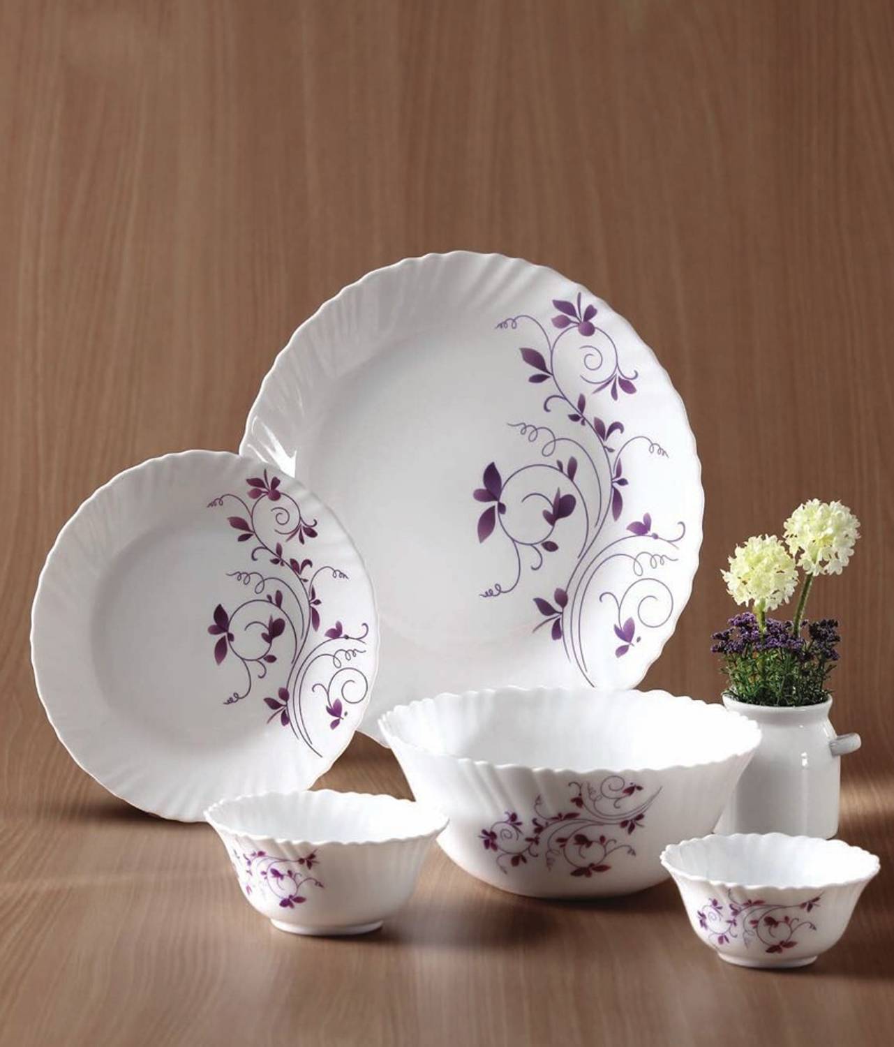 LAOPALA Pack of 13 Ceramic Dazzle Purple Dinner Set Price in India