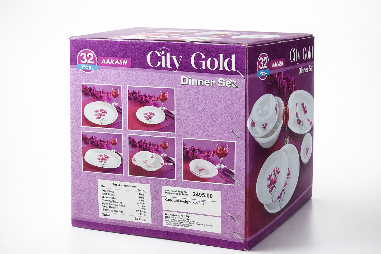 Image of WCSE Pack of 32 Melamin Food Grade Quality, Glossy look, No Haldi Stain, No Oil Stain, No Achar Stain Dinner Set