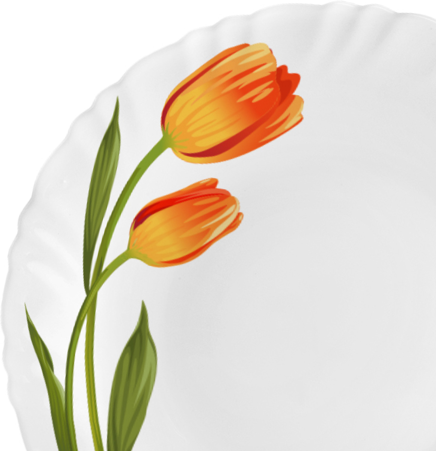 Image of cello Pack of 17 Opalware Dazzle Series Spring Tulip Crockery Set |Dishwasher Safe| Light-Weight Dinner Set (Yellow, Microwave Safe)