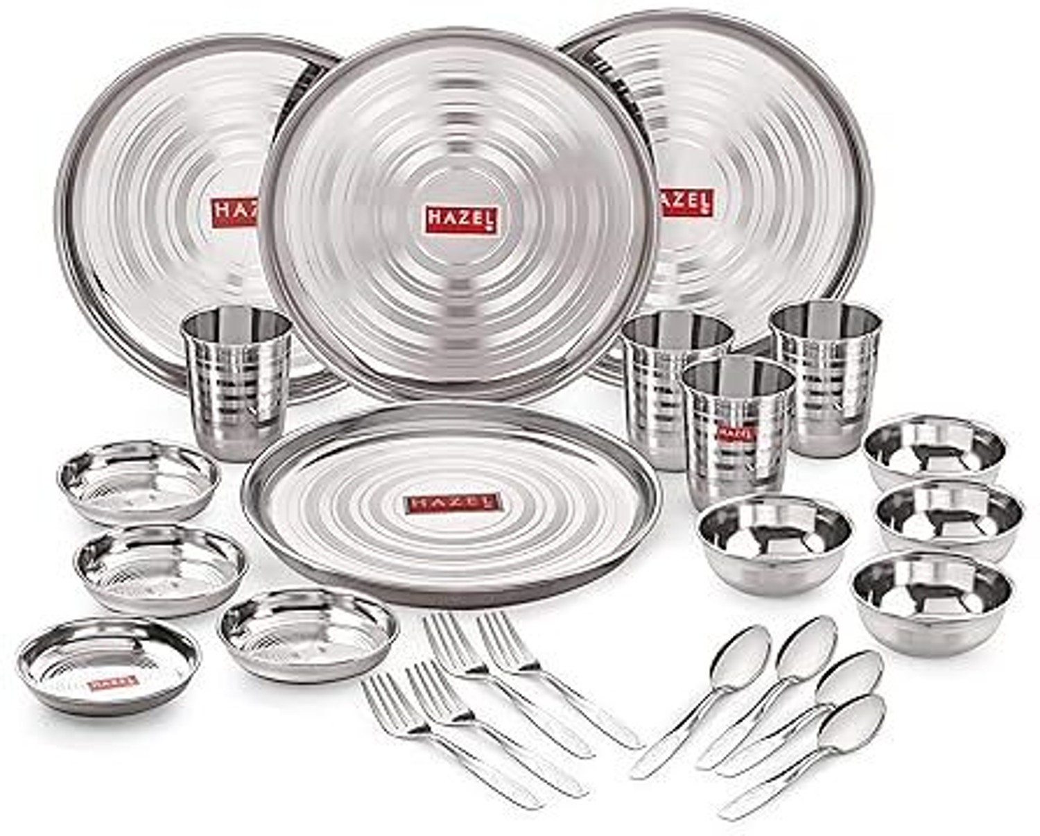 Image of HAZEL Pack of 24 Stainless Steel Stainless Steel Dinner Set 24 Pcs Designer Gift Set Dinner Set