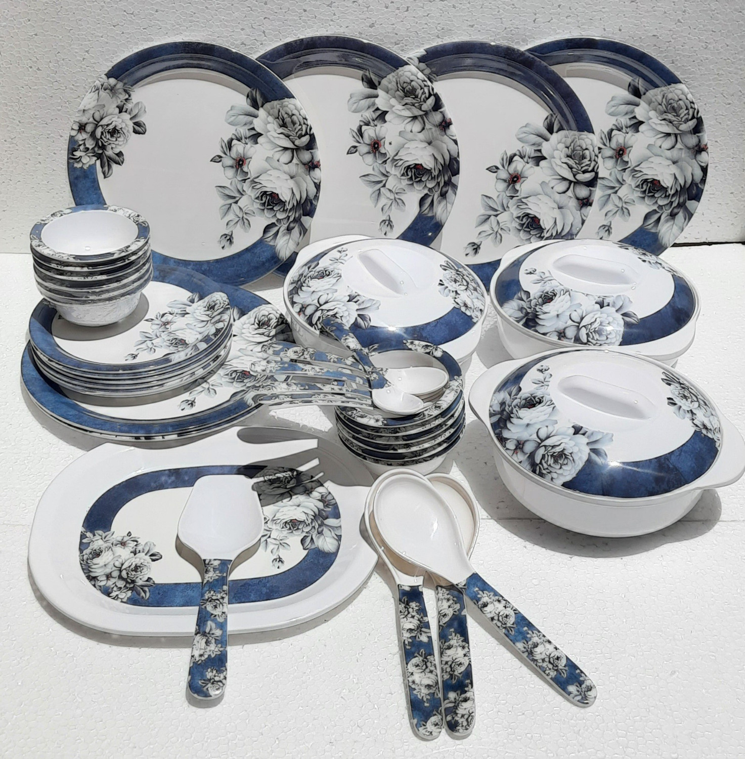 Image of Radhe Crockery Pack of 41 Melamin SILVERROCK Dinner Set