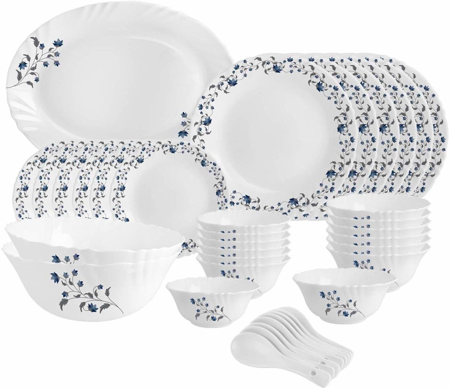 Image of cello Pack of 33 Opalware Vinea Imperial Opal Chip Resistant Dinner Set, 33 Pieces Dinner Set