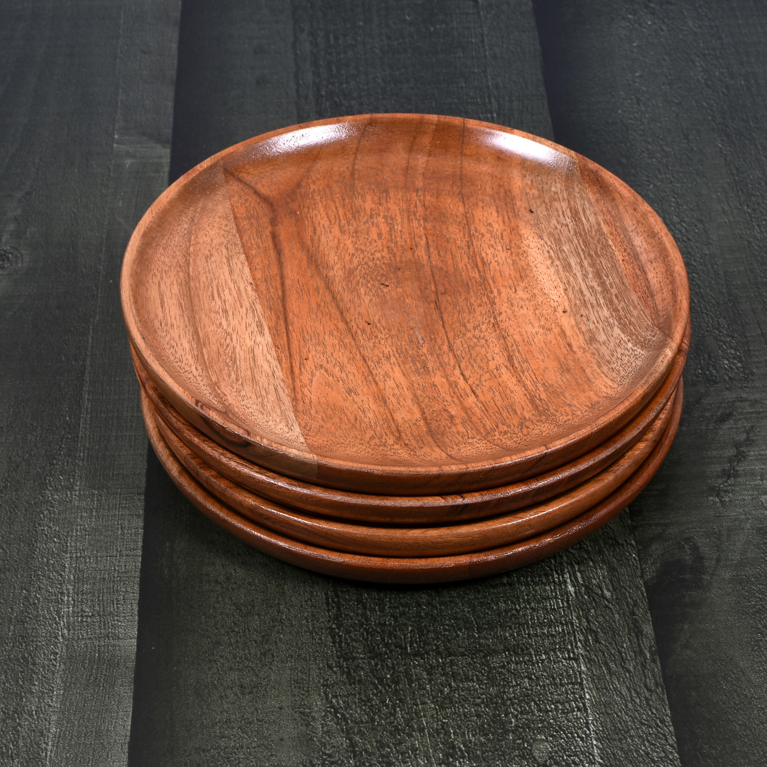 Image of ZUNALDO Pack of 4 Wood Export quality premium finish wooden plate for dinner lunch breakfast Dinner Set (Brown)