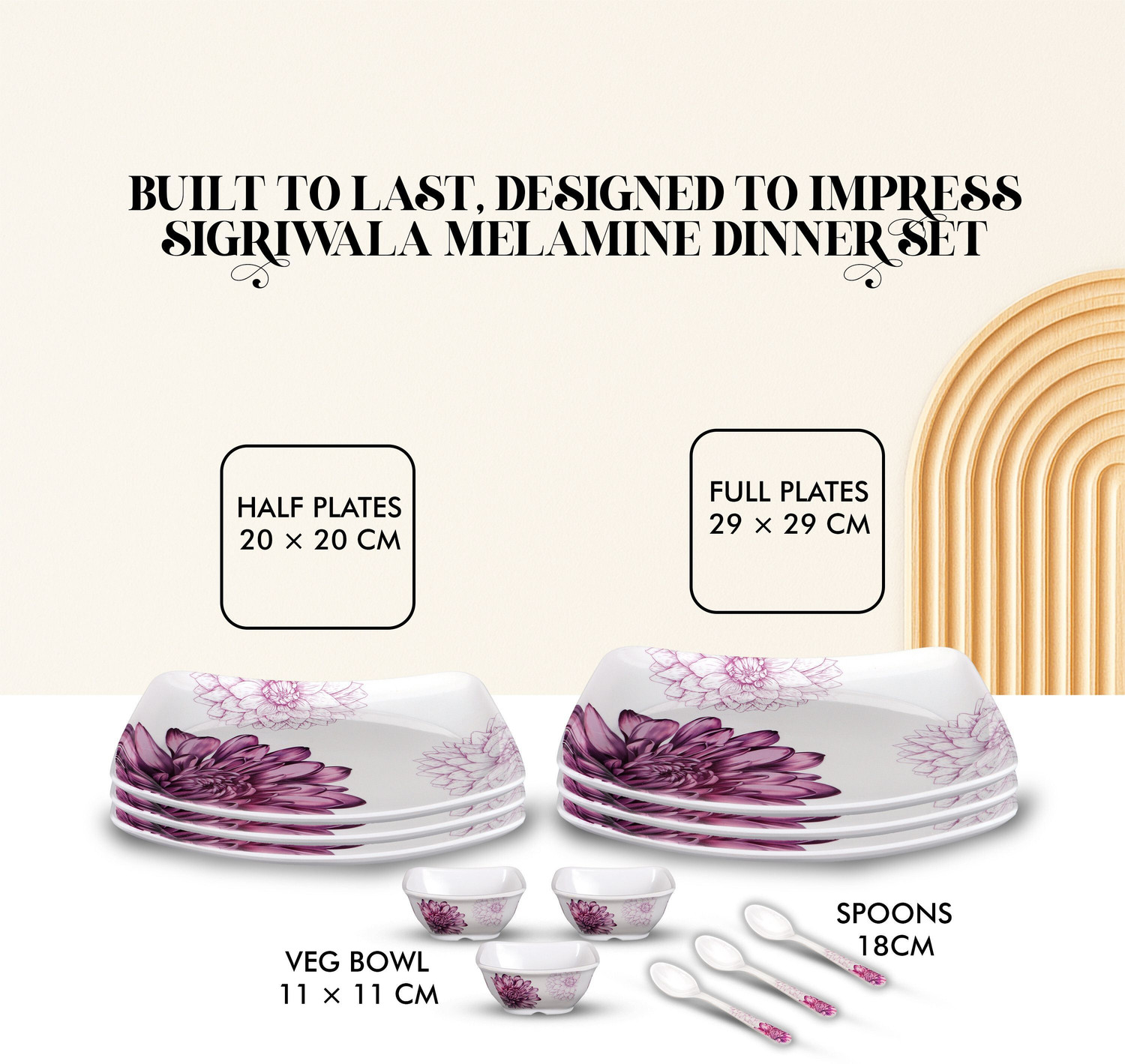 Image of Sigri-wala Pack of 12 Melamin Dinner Set