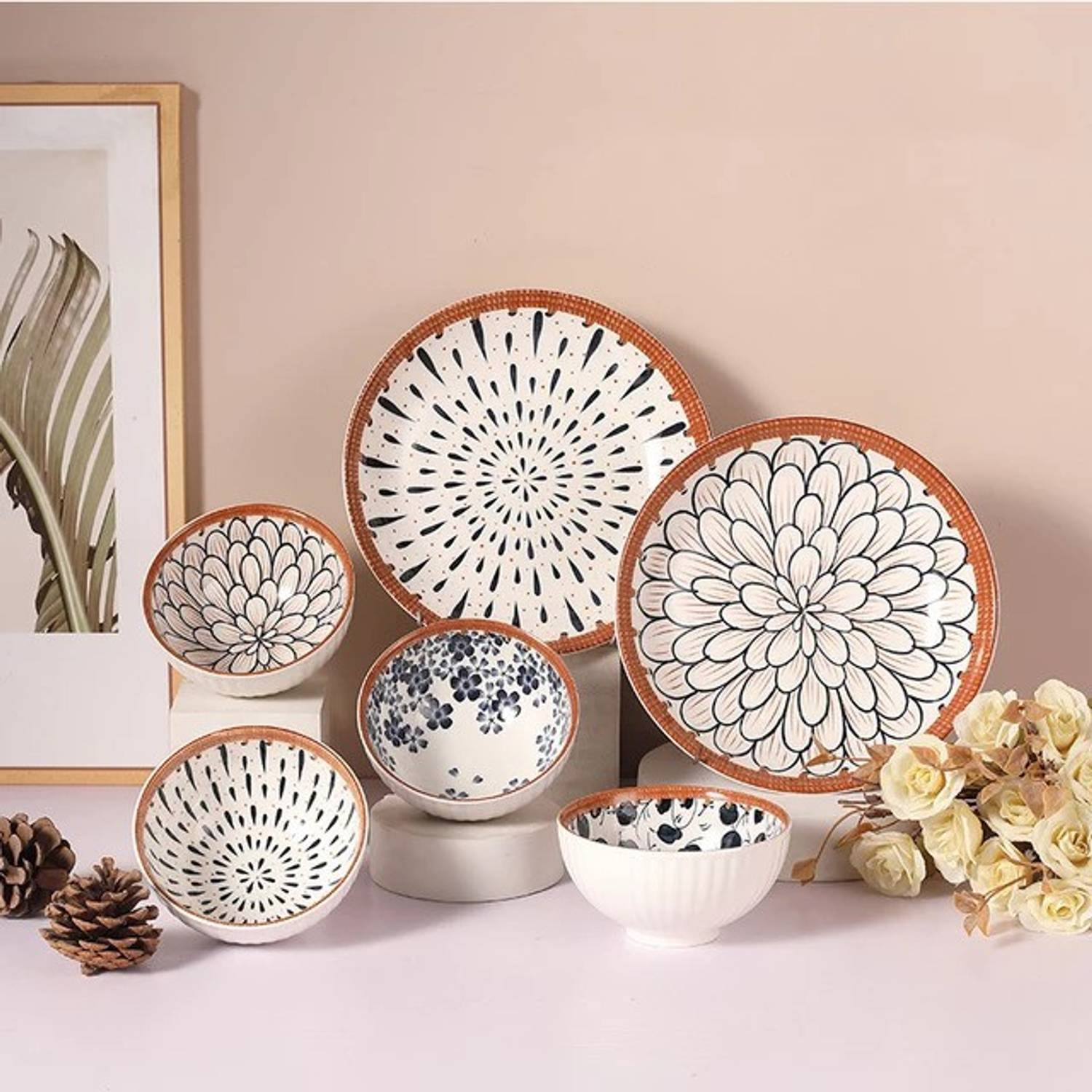 6 VATSHVI available Eng / Ren 食器 Pieces Set Bowl Kitchen Ceramic Set, Bowl Porcelian 食器