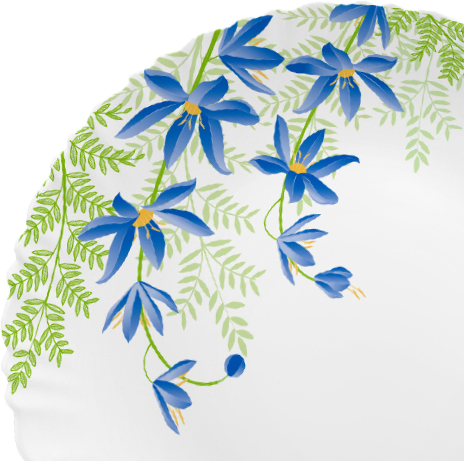Image of cello Pack of 10 Opalware Dazzle Series Blue Primrose Crockery Set |Dishwasher Safe|Light-Weight Dinner Set (Green, Blue, Microwave Safe)
