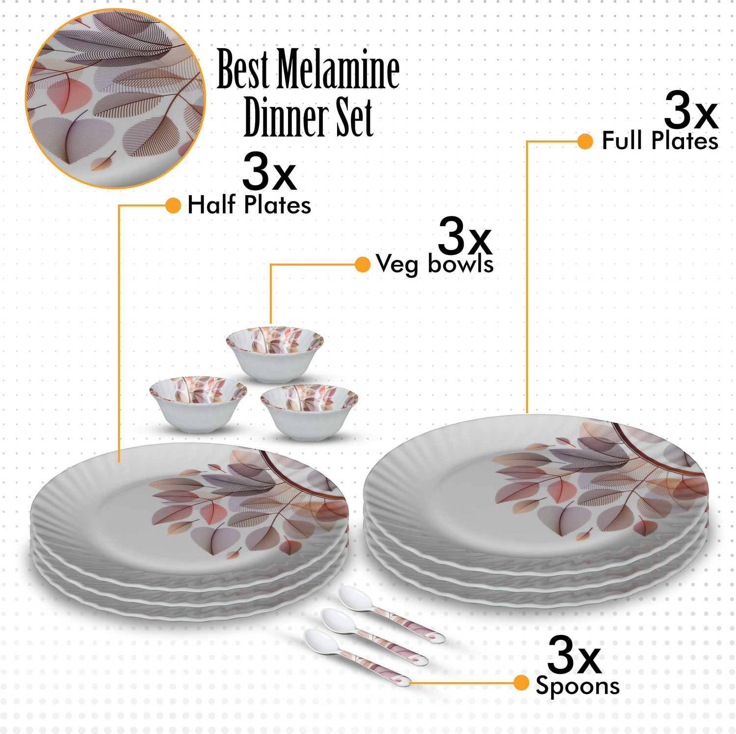 Image of Sigri-wala Pack of 12 Melamin Dinner Set