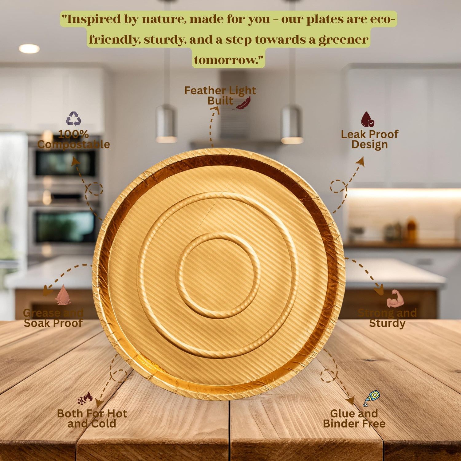 Image of SARDA INDUSTRIES Pack of 20 Paper Sarda Gold Heavy Plates 9 * 9 Round (Pack of 20) Dinner Set